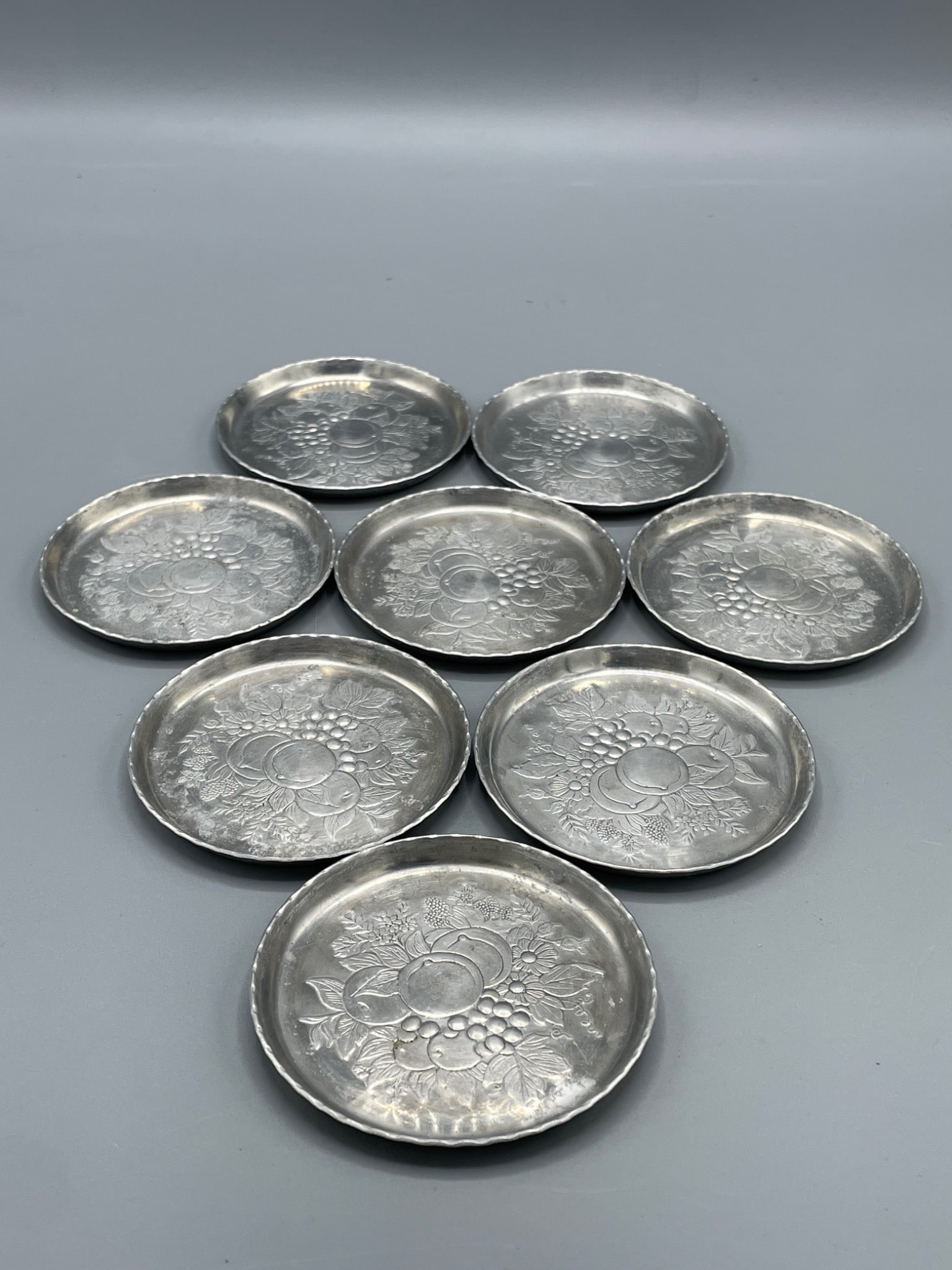 8 Metal Coasters with Floral and Fruit Engravings (1 of 6)