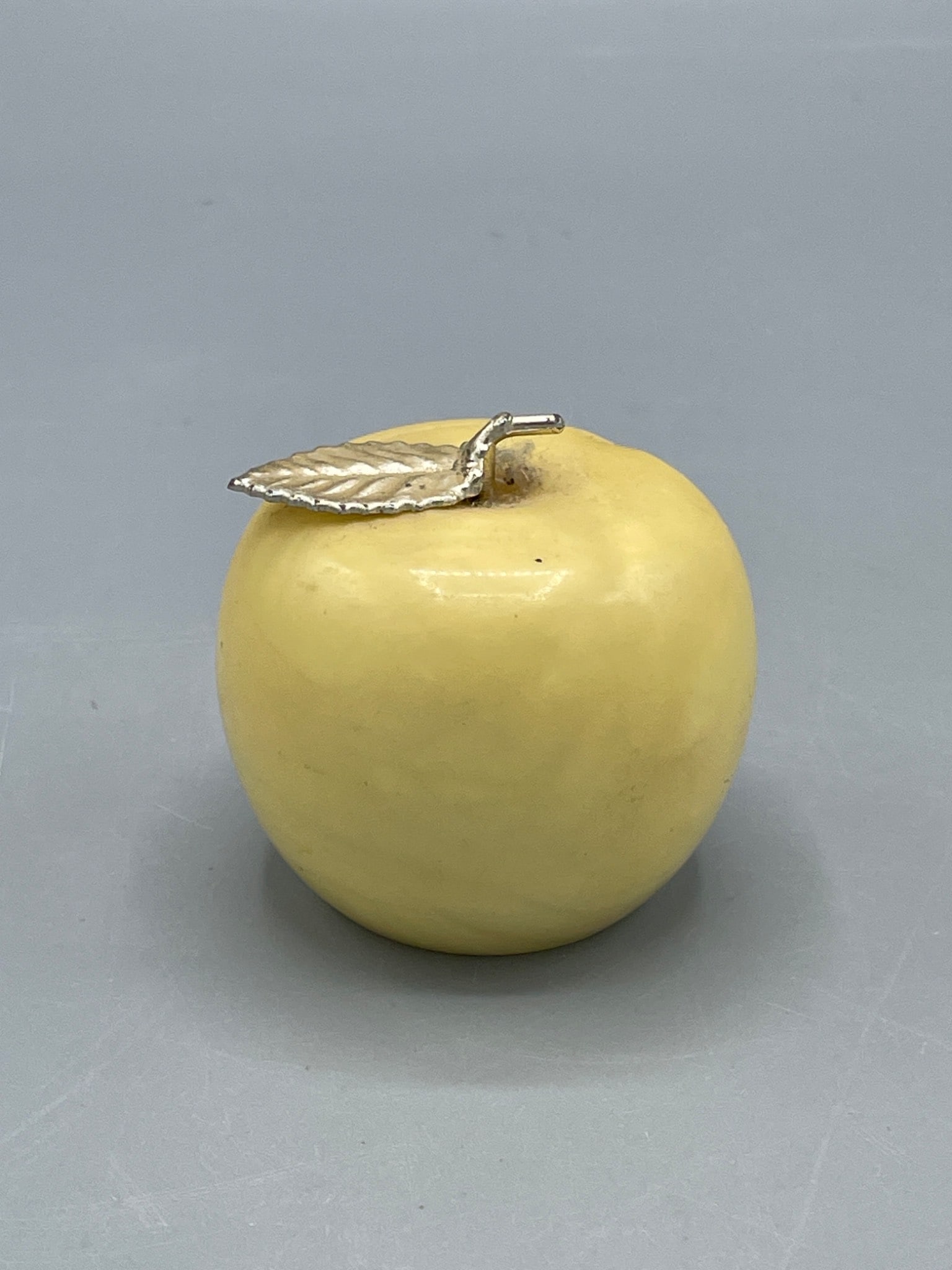 Heavy Apple-Shaped pen holder paper weight With Silver Leaf Detail - 2
