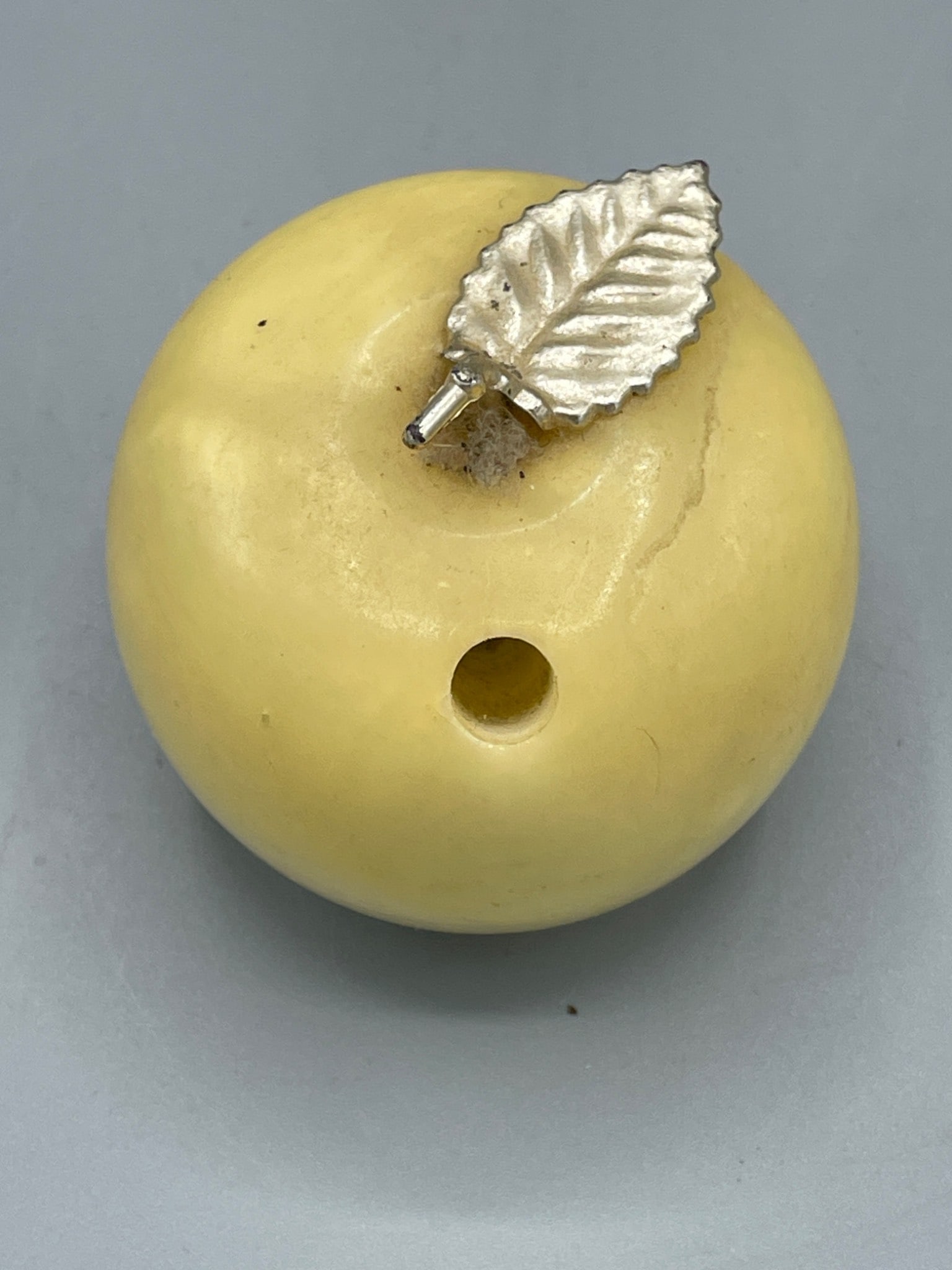 Heavy Apple-Shaped pen holder paper weight With Silver Leaf Detail - 4