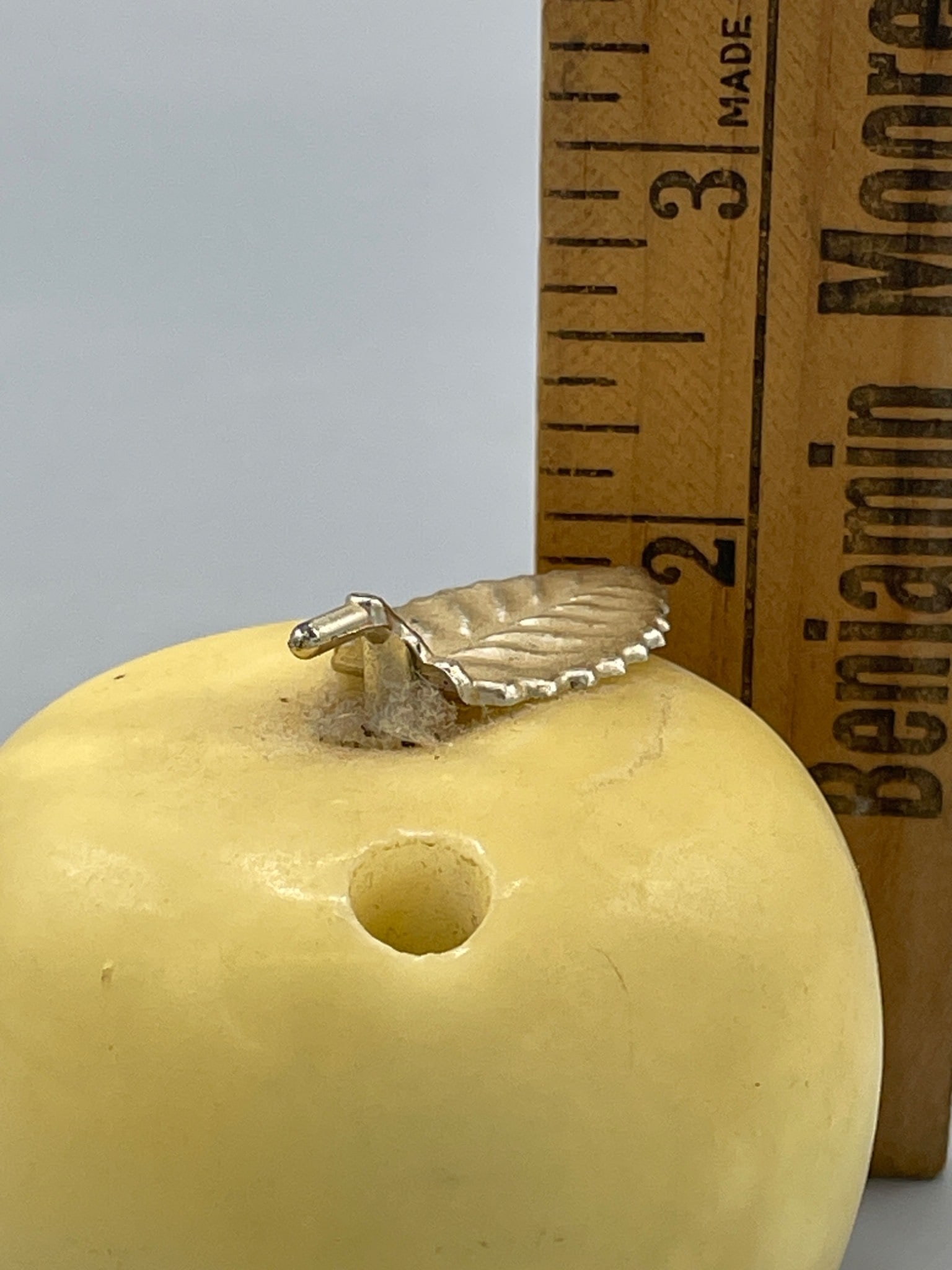 Heavy Apple-Shaped pen holder paper weight With Silver Leaf Detail - 5
