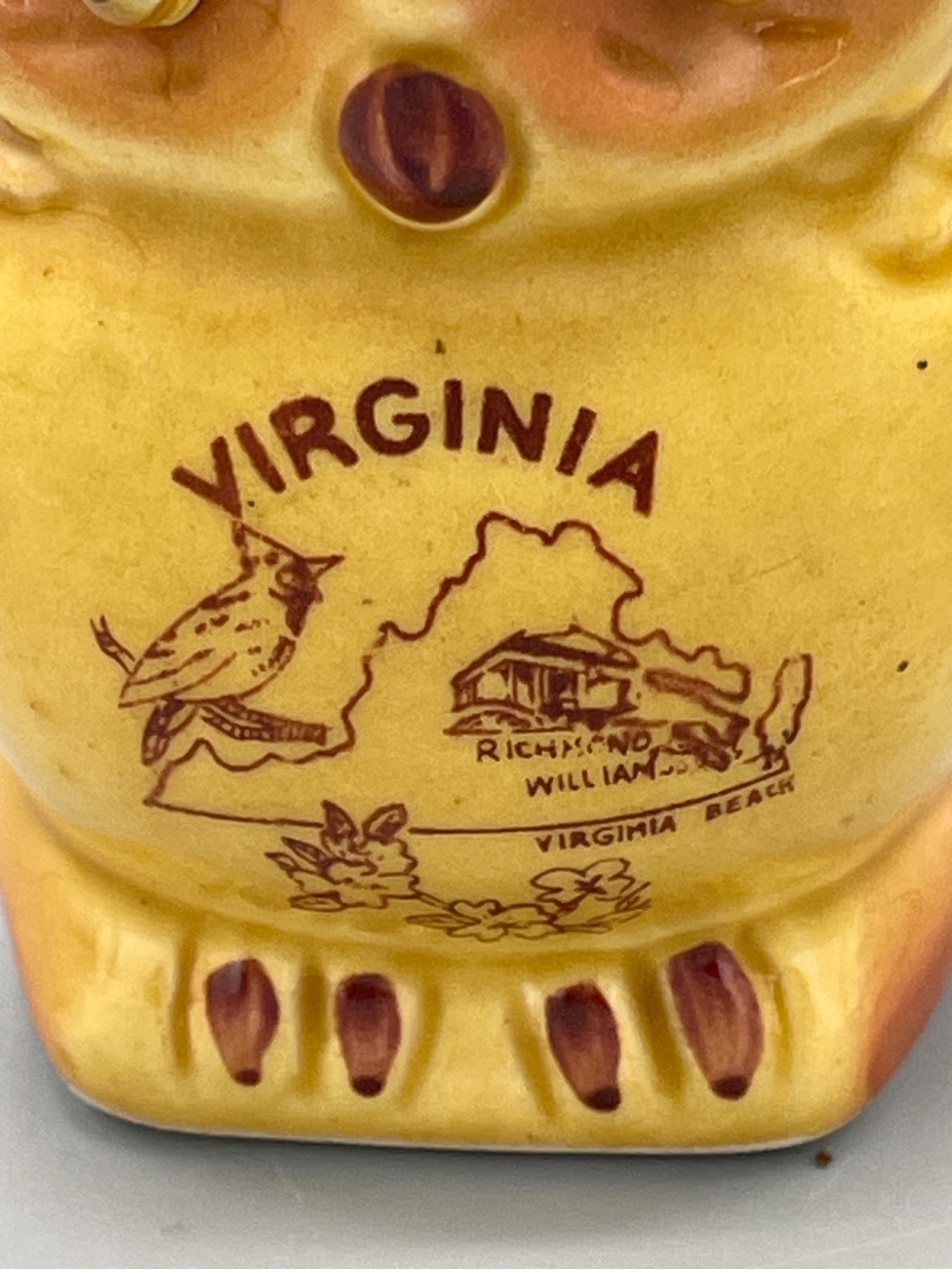 Ceramic Owl Toothpick Holder Featuring Virginia State Landmarks - 4