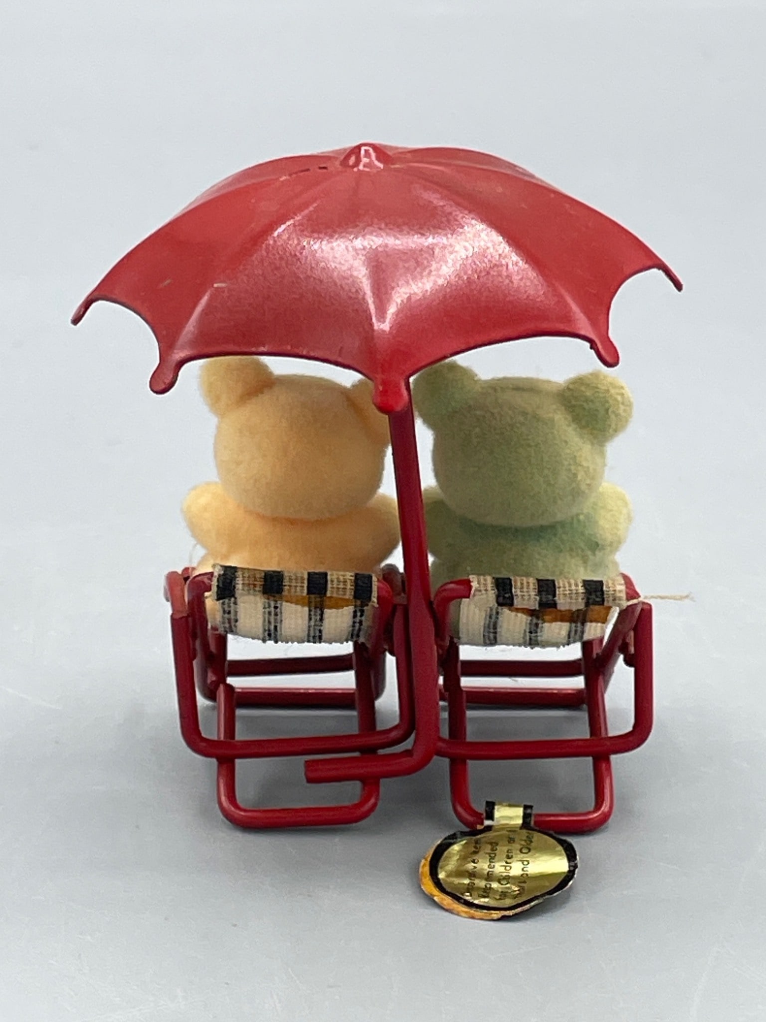 Russ Berrie Item No. 8804 Miniature Bears Under Umbrella with Chairs - 2