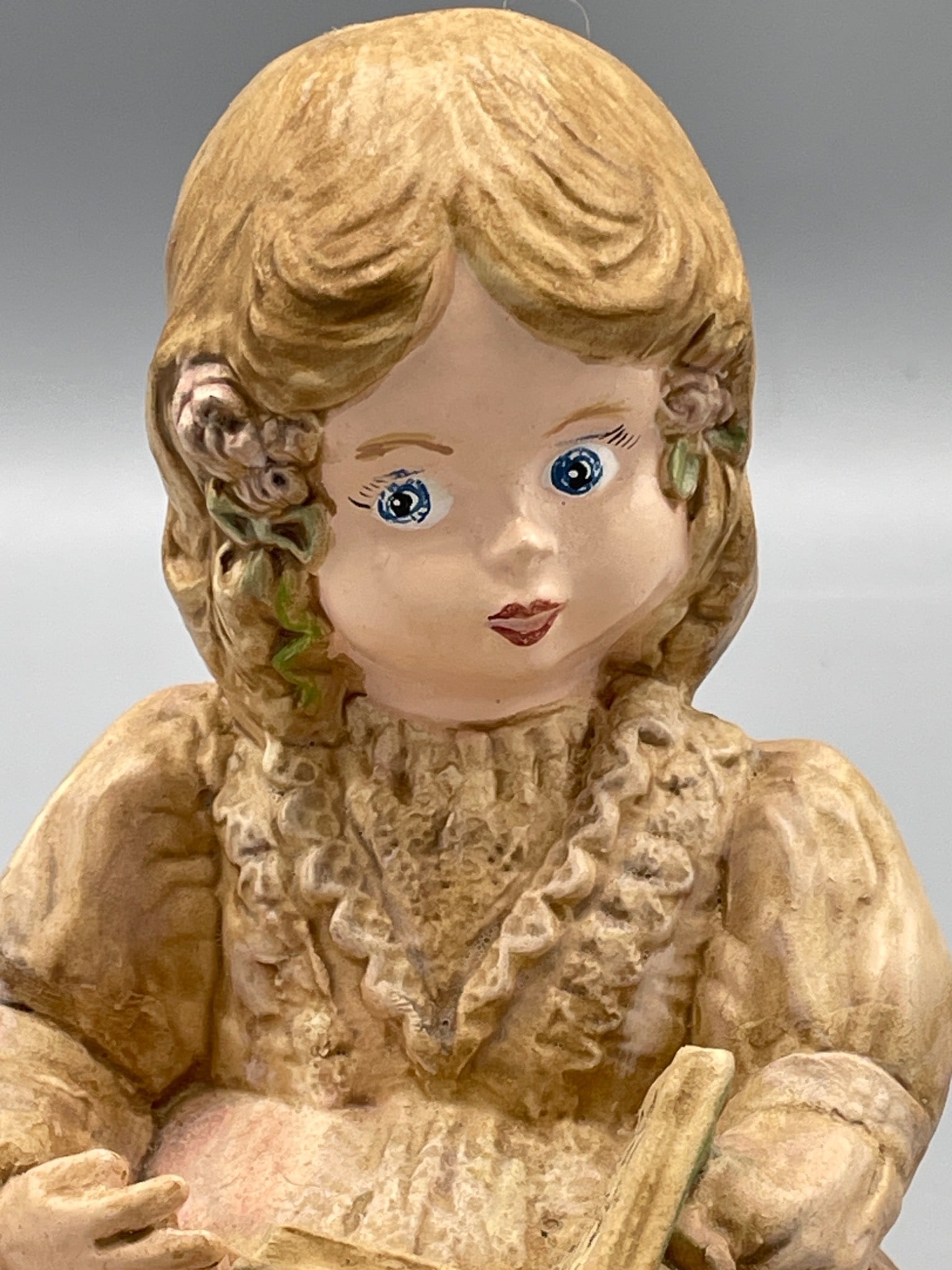 Sculpted Ceramic Figurine of Girl Reading a Book - 2