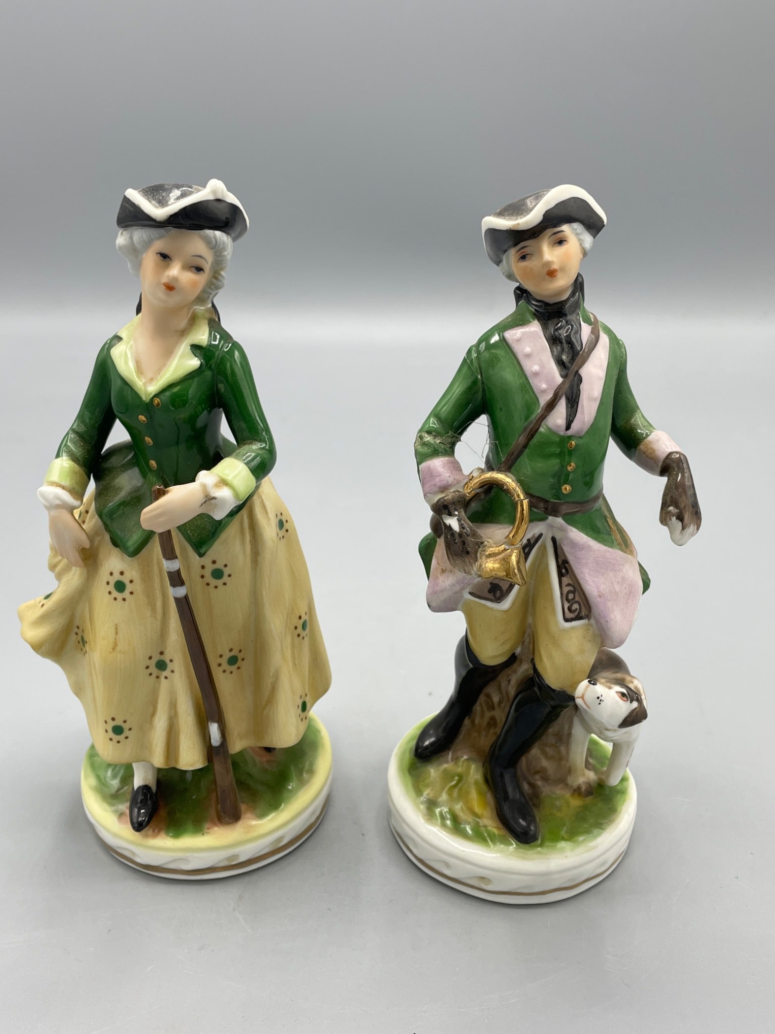 Hand-Painted Porcelain Figurines Depicting 18th-Century Attire (1 of 5)