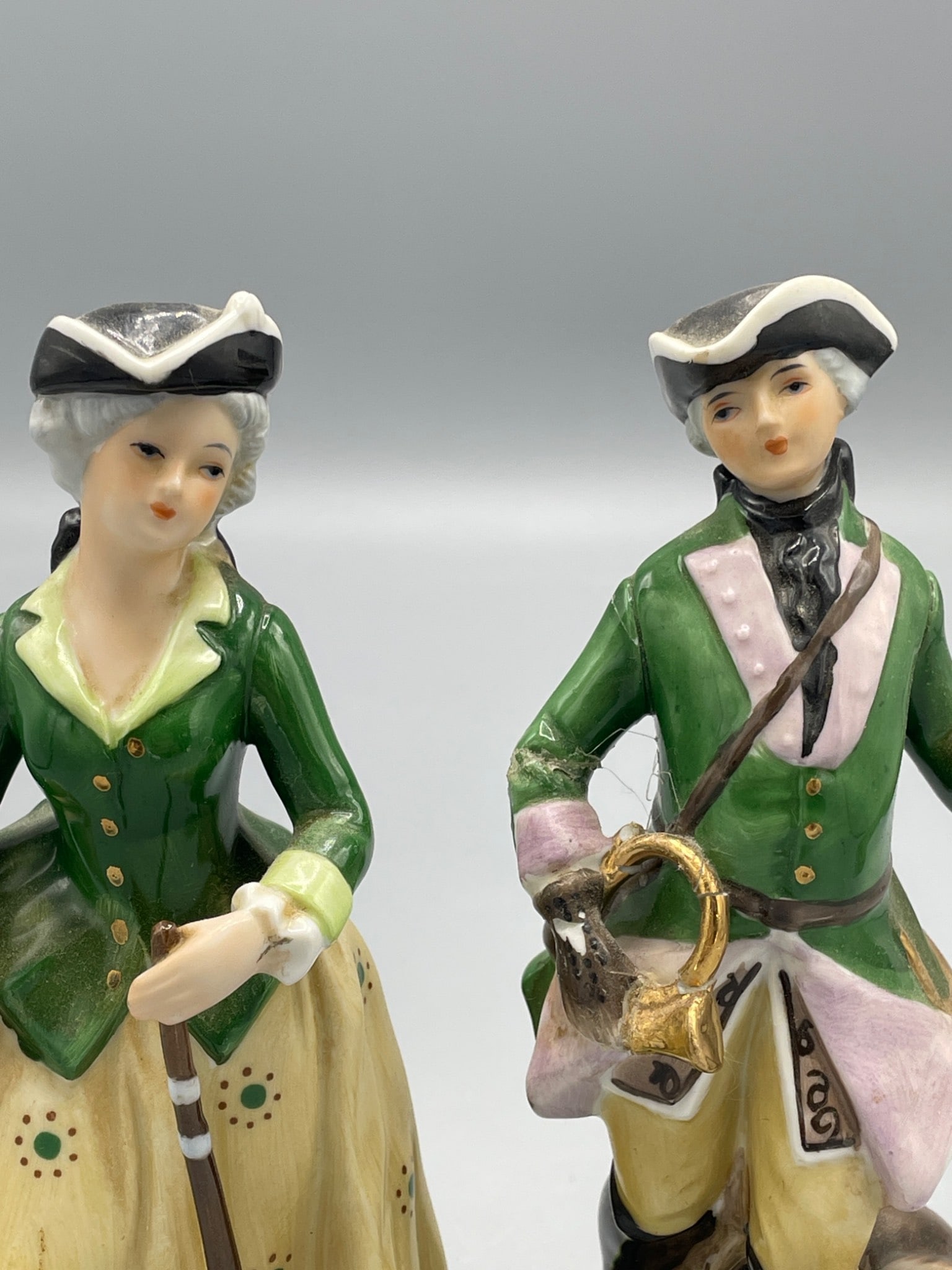 Hand-Painted Porcelain Figurines Depicting 18th-Century Attire - 3
