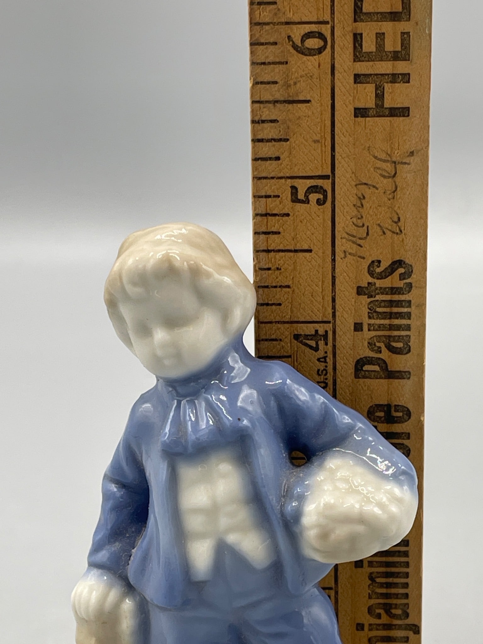 Porcelain Figurine of a Boy with 'FOREIGN' Marking, Approx. 5 Inches - 5