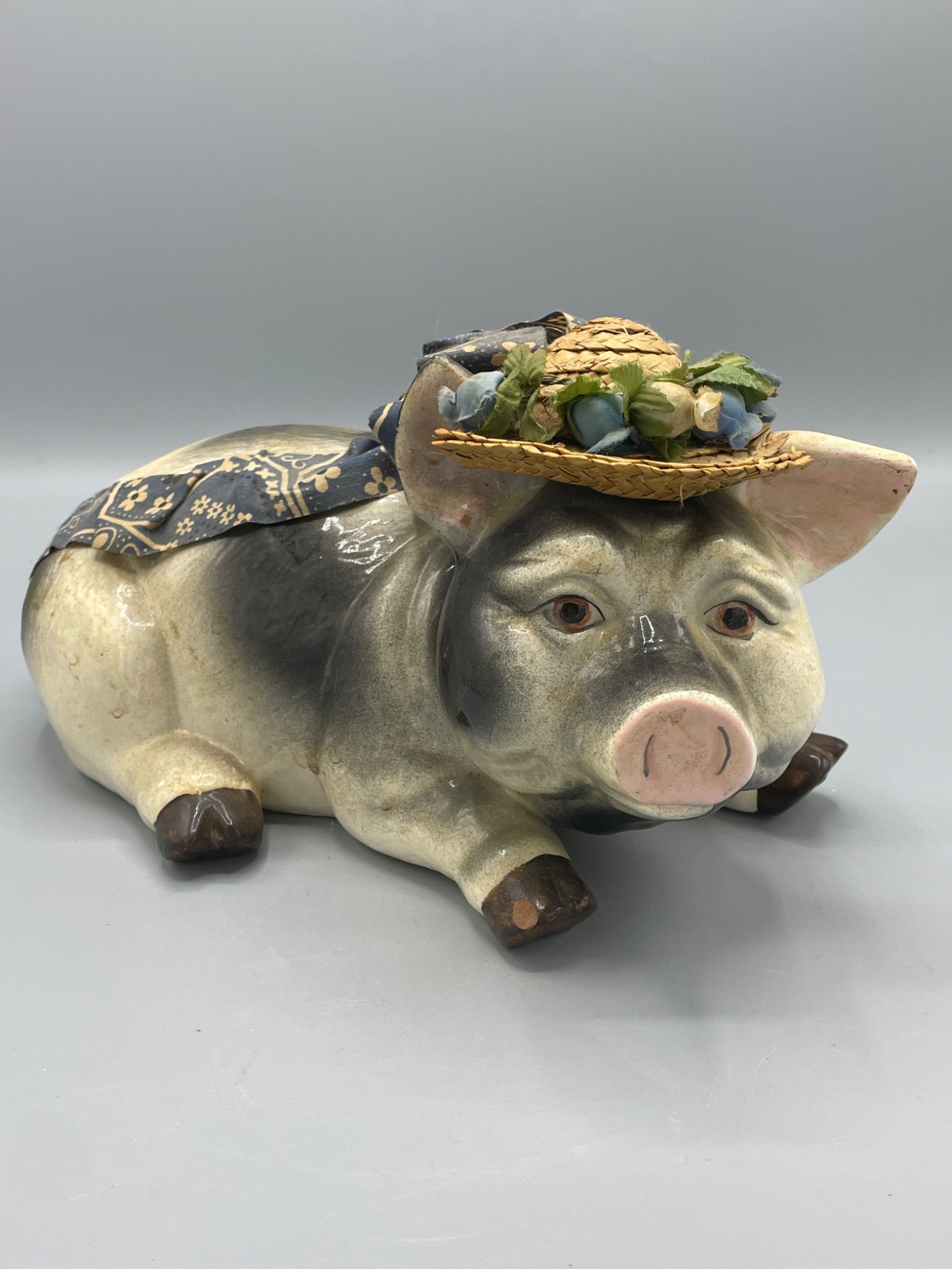 Painted Ceramic Pig Figurine With Hat And Scarf, Approx. 10 Inches (1 of 5)
