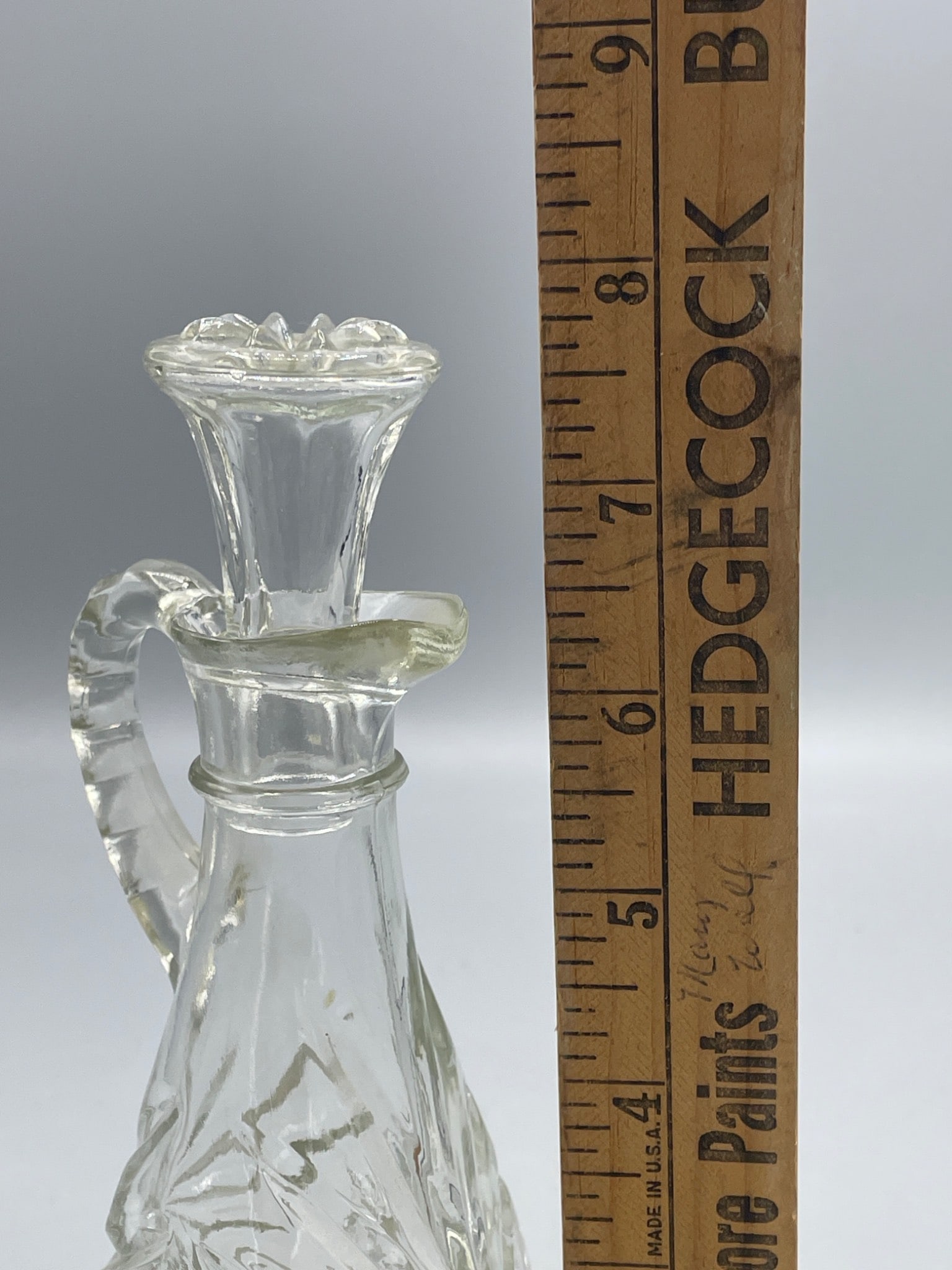 Glass Decanter with Stopper, Starburst Design, Hexagonal Base - 6
