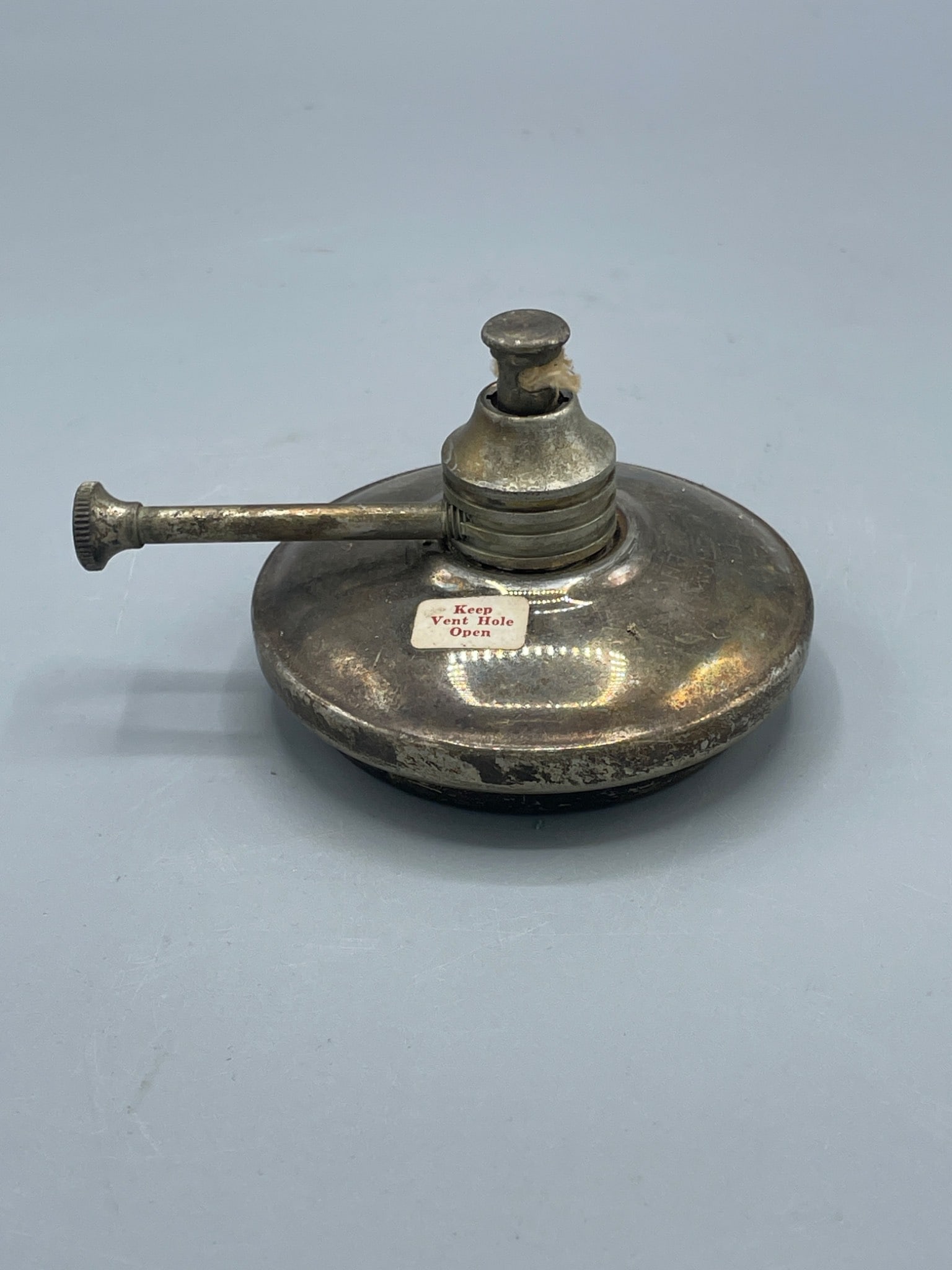 Metal Oil Reservoir with Wick Cap and Vent Hole, Approx. 4 Inches Diameter (1 of 7)