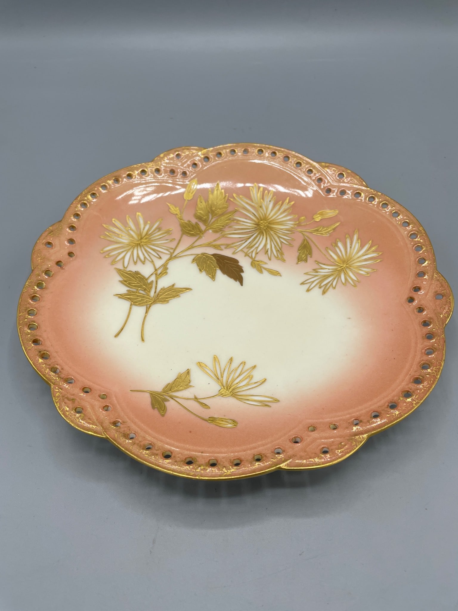 G.D. & Cie Limoges Porcelain Plate with Gold Floral Decoration (1 of 5)