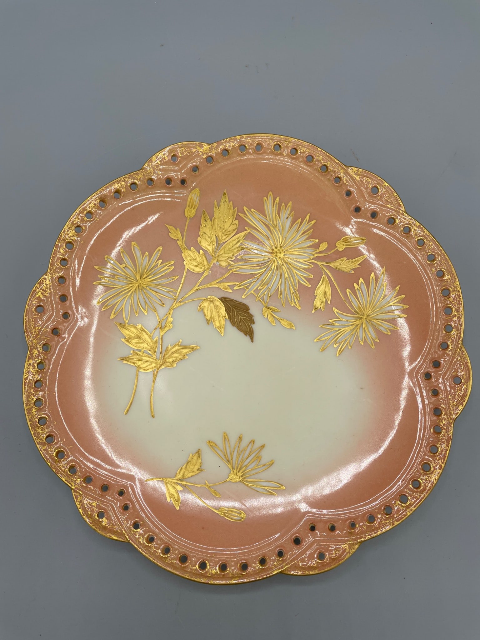 G.D. & Cie Limoges Porcelain Plate with Gold Floral Decoration - 2