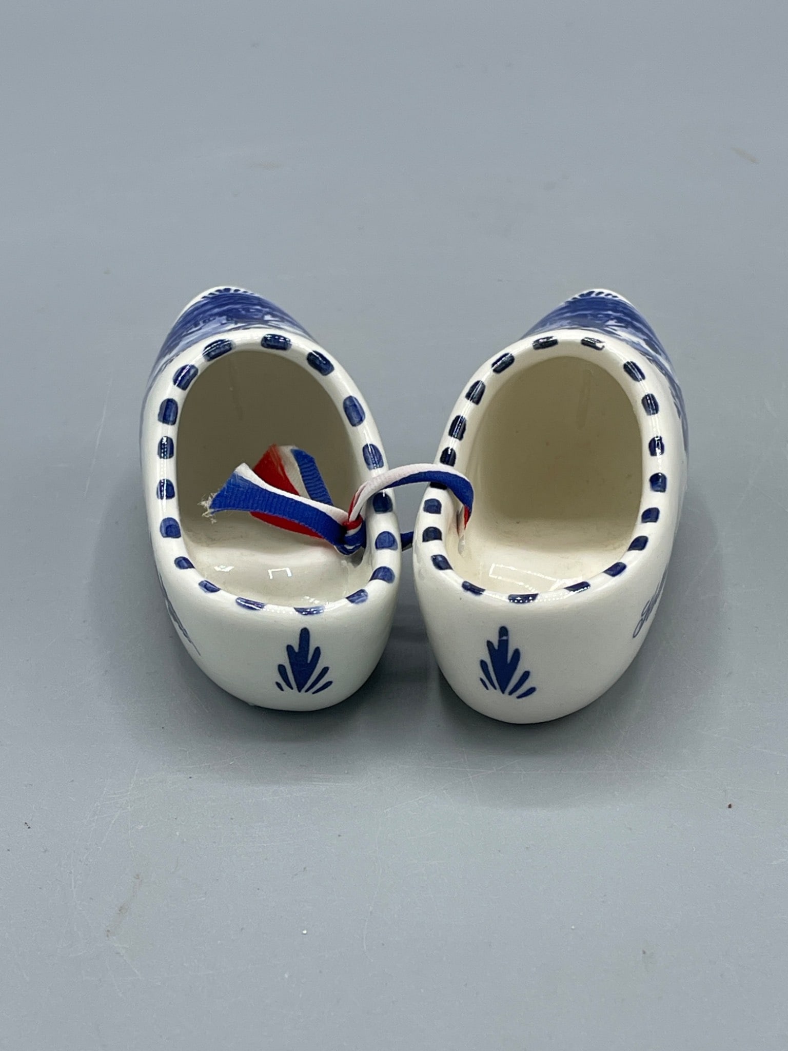 Delft Holland Ceramic Clogs with Traditional Blue Windmill Design - 3