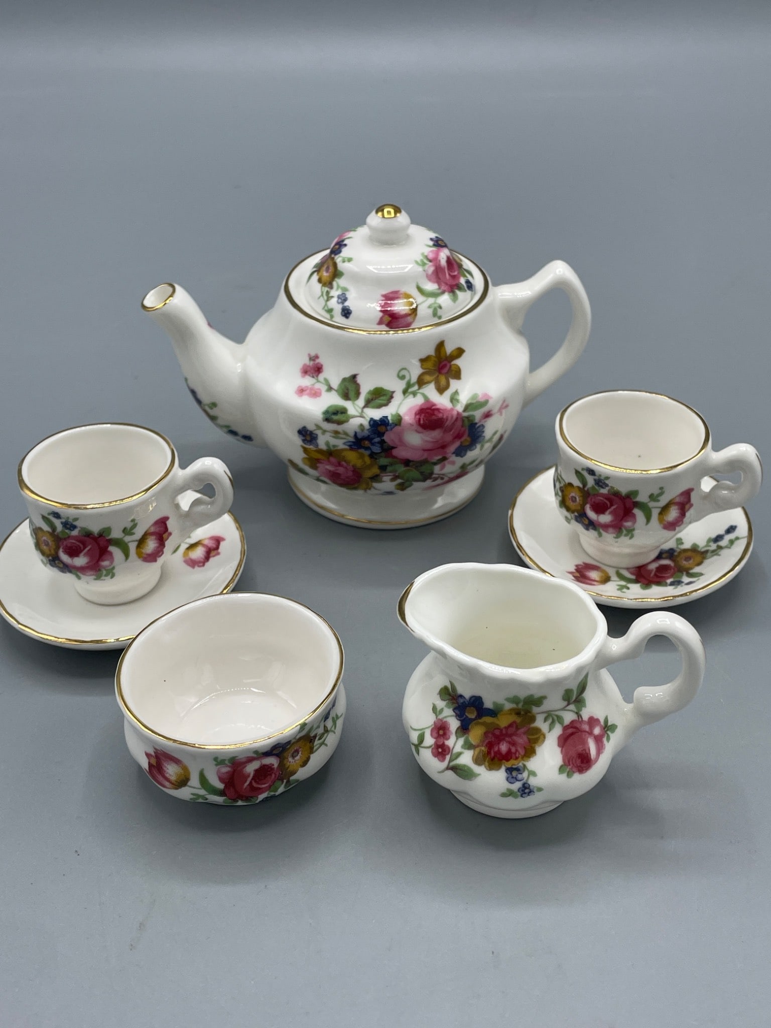 Norfolk China Fine Bone China Floral Tea Set, 5-Piece Collection - 3