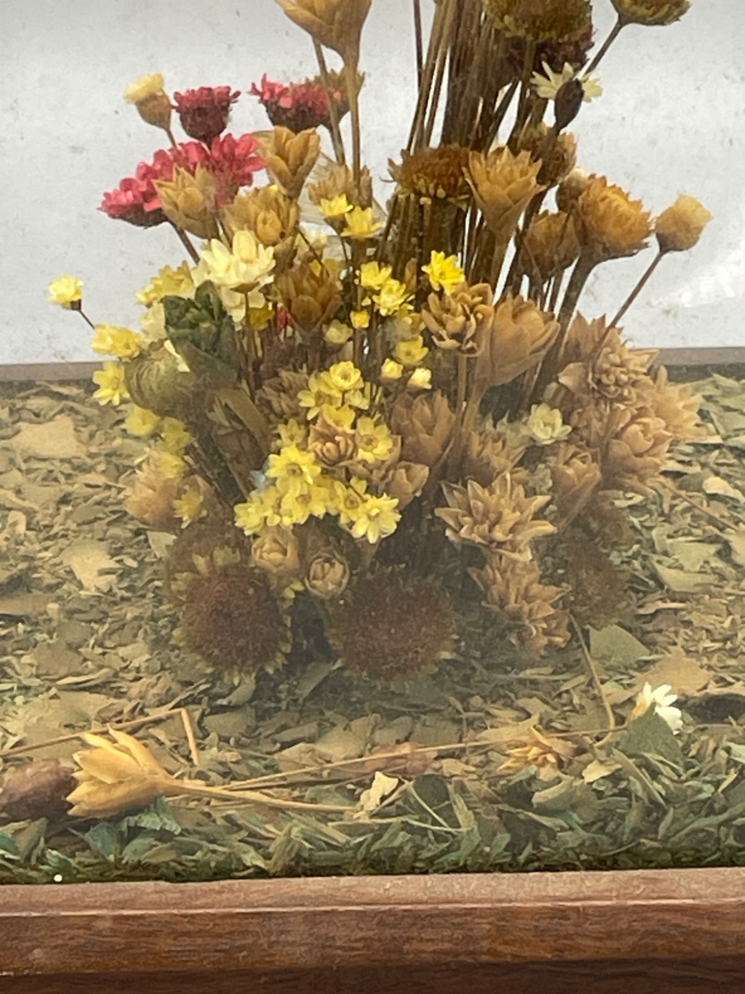 Wooden Pyramid Glass Display Case With Dried Flowers - 4