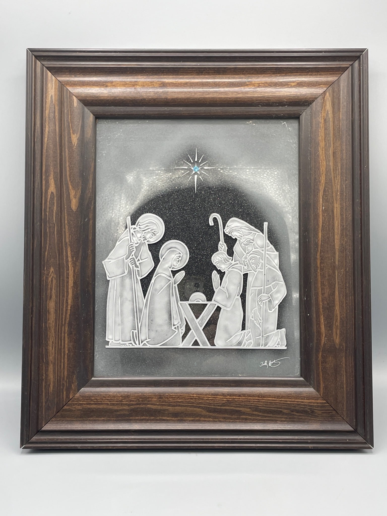 Hand-Carved Glass Nativity Scene by Billy Healy with Artist's Autograph (1 of 7)