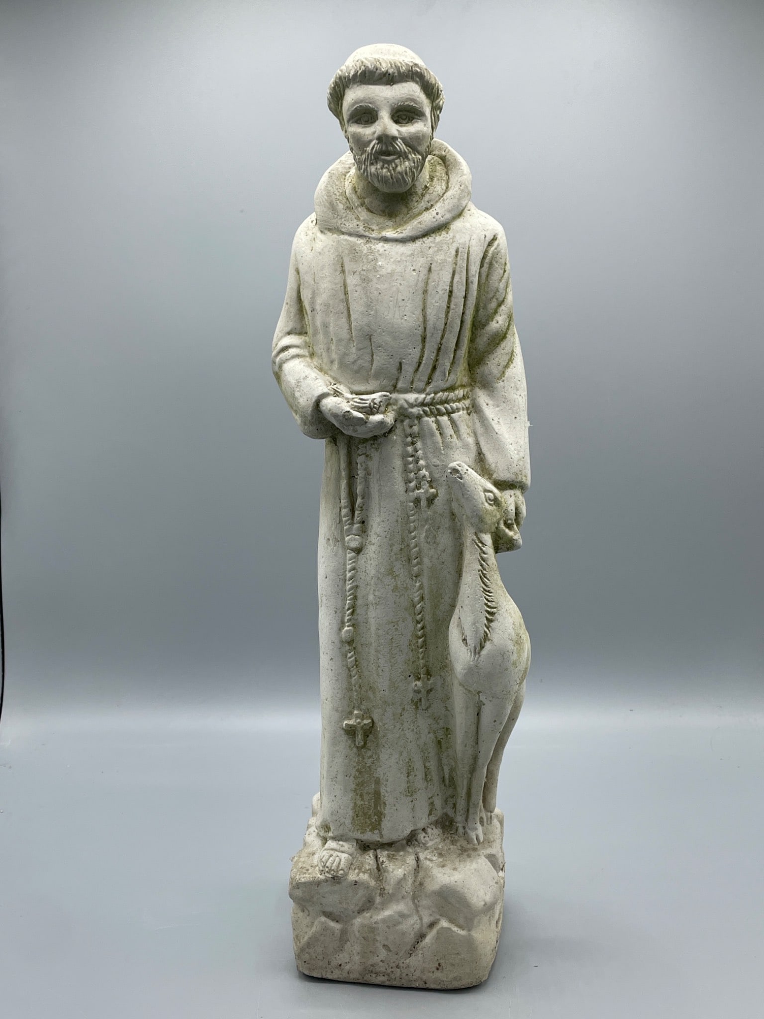 Solid Concrete Statue of Saint with Animal, Approx. 16 Inches Tall (1 of 4)