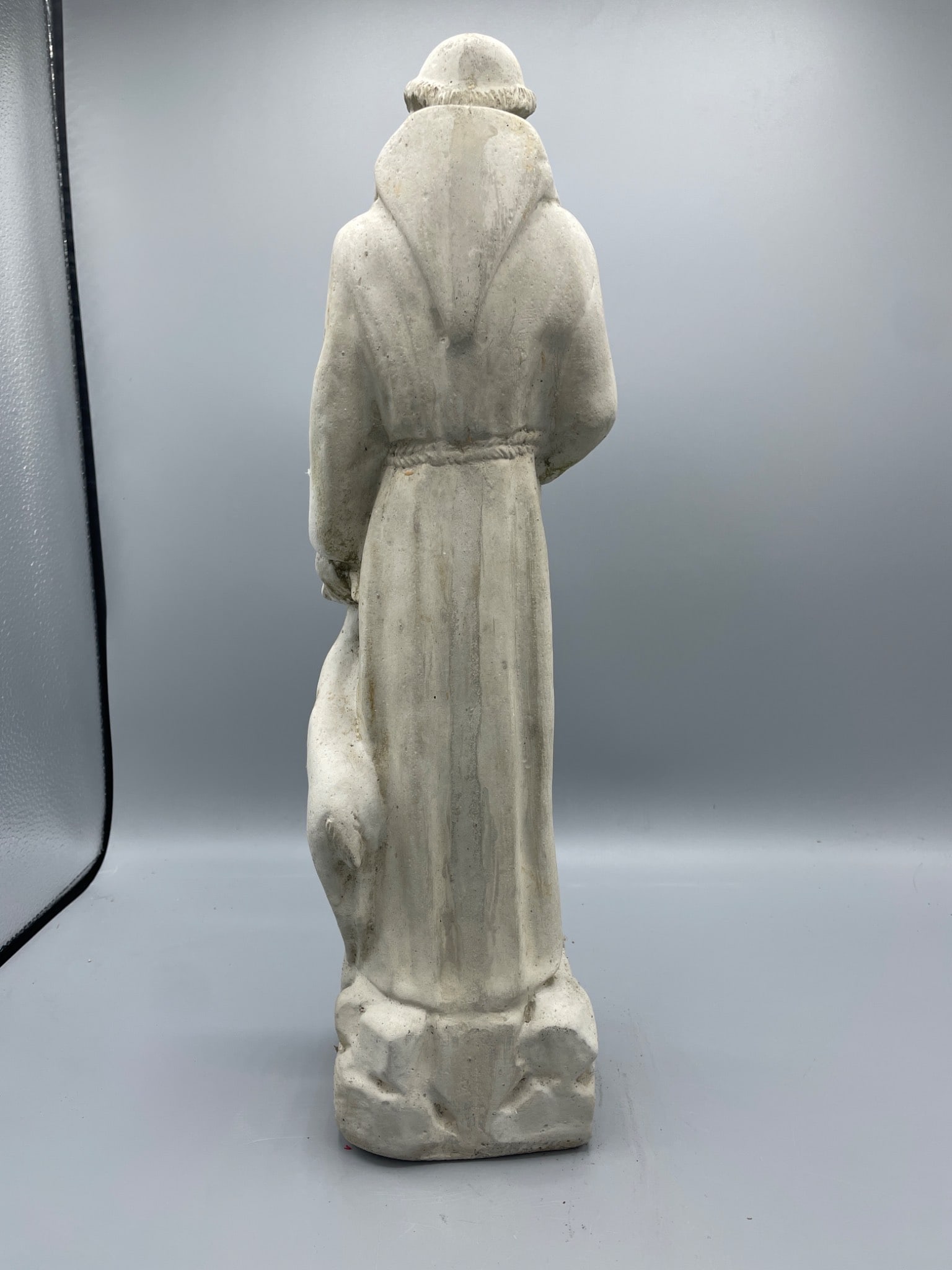 Solid Concrete Statue of Saint with Animal, Approx. 16 Inches Tall - 3