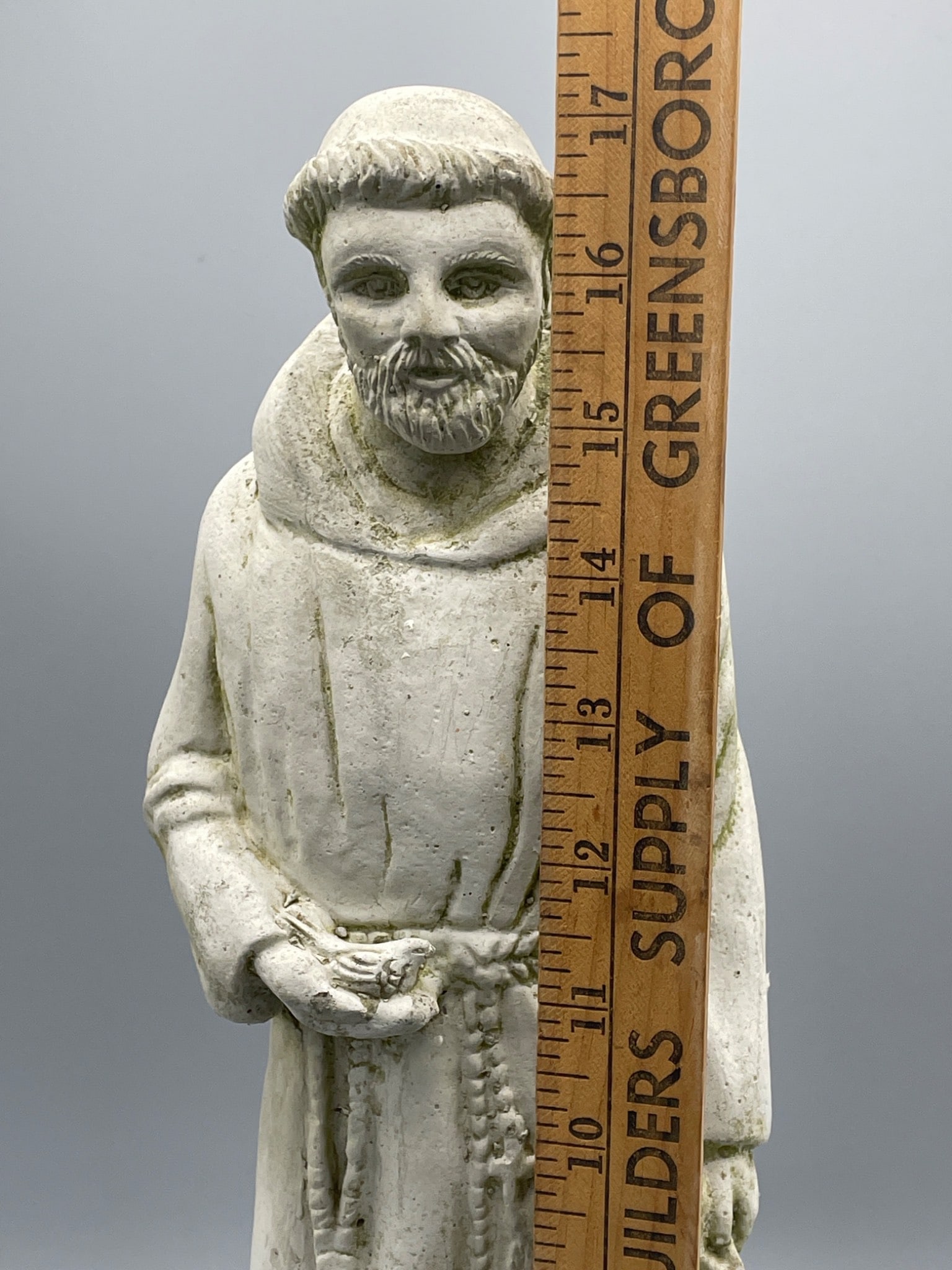 Solid Concrete Statue of Saint with Animal, Approx. 16 Inches Tall - 4