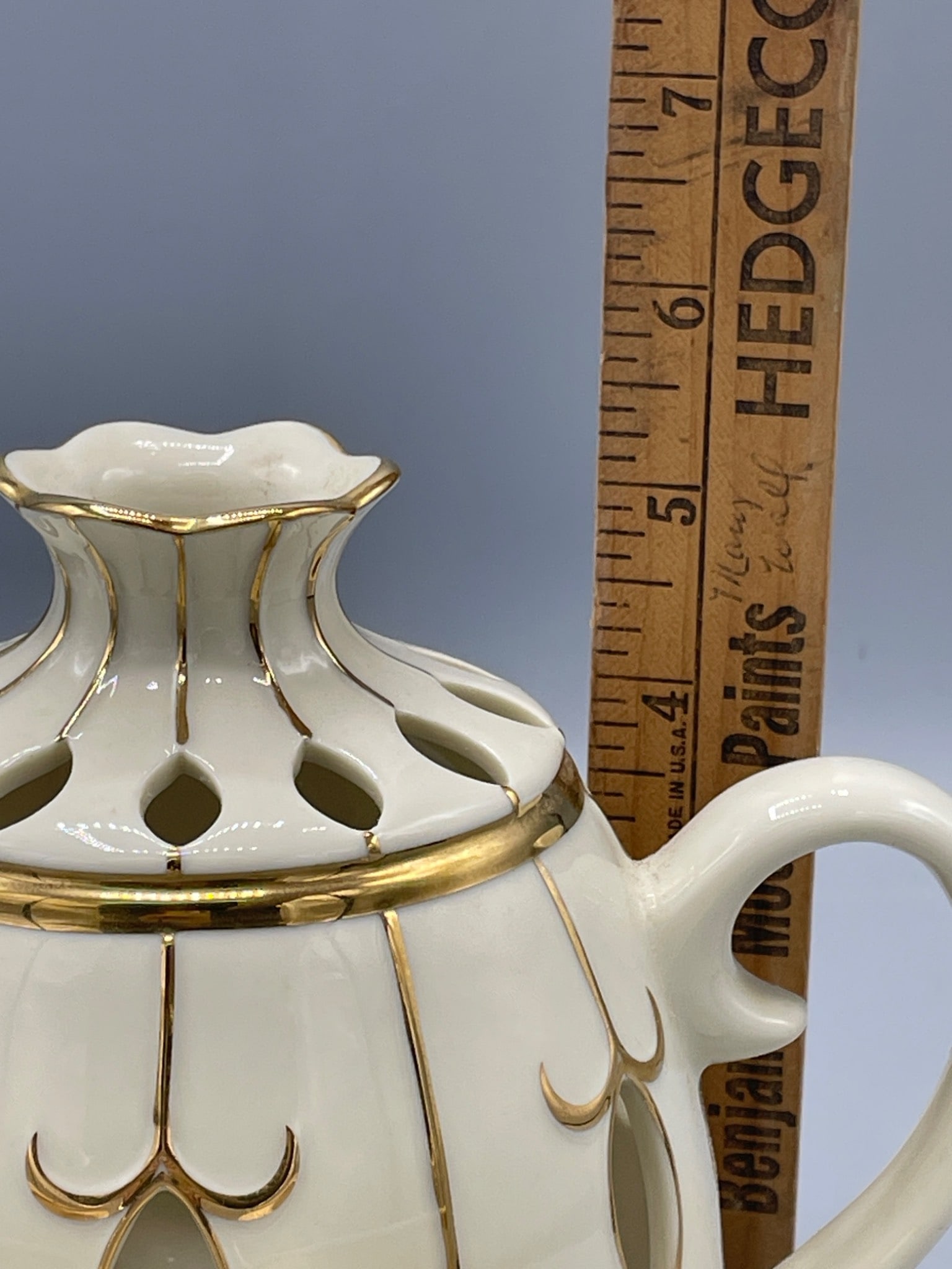 Partylite White Ceramic Teapot with Two Cups and Saucers - 6