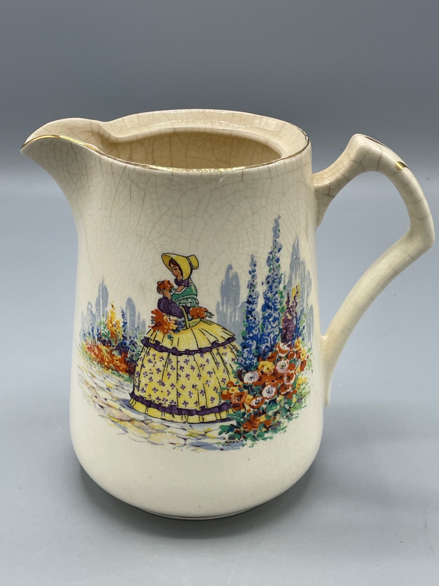 Barker Bros England Eglantine Pitcher with Floral and Lady Design (1 of 8)