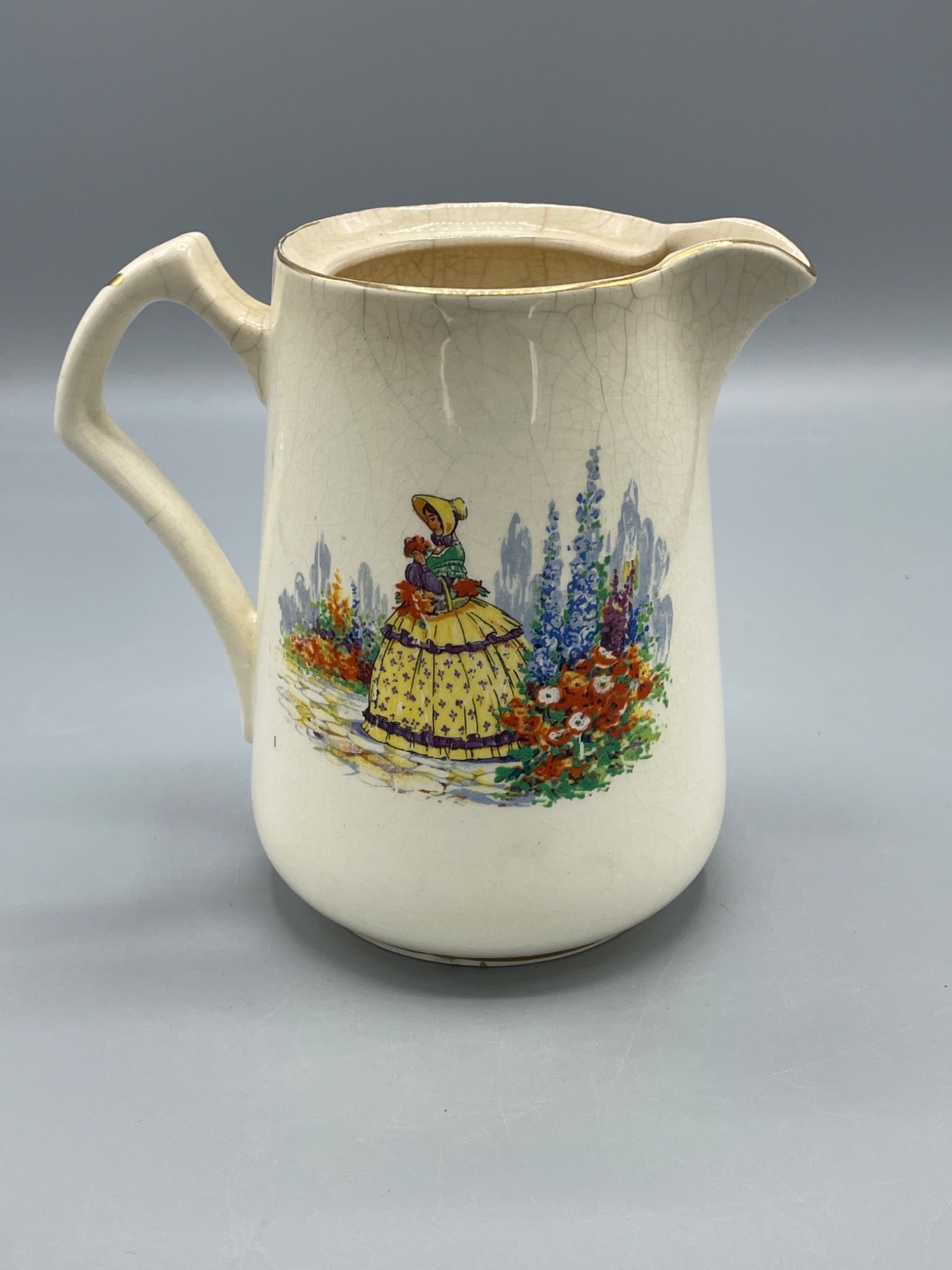 Barker Bros England Eglantine Pitcher with Floral and Lady Design - 3