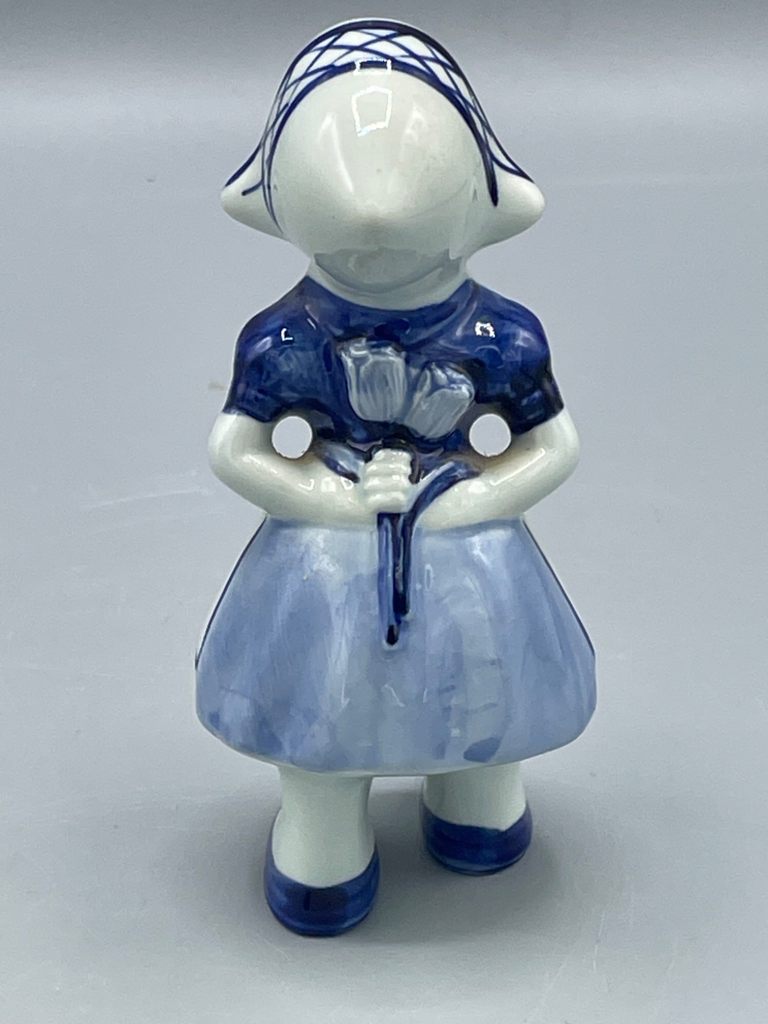 Hand-Painted Ceramic Dutch Girl Figurine with Windmill Design, Approx. 4.25 Inches Tall - 2