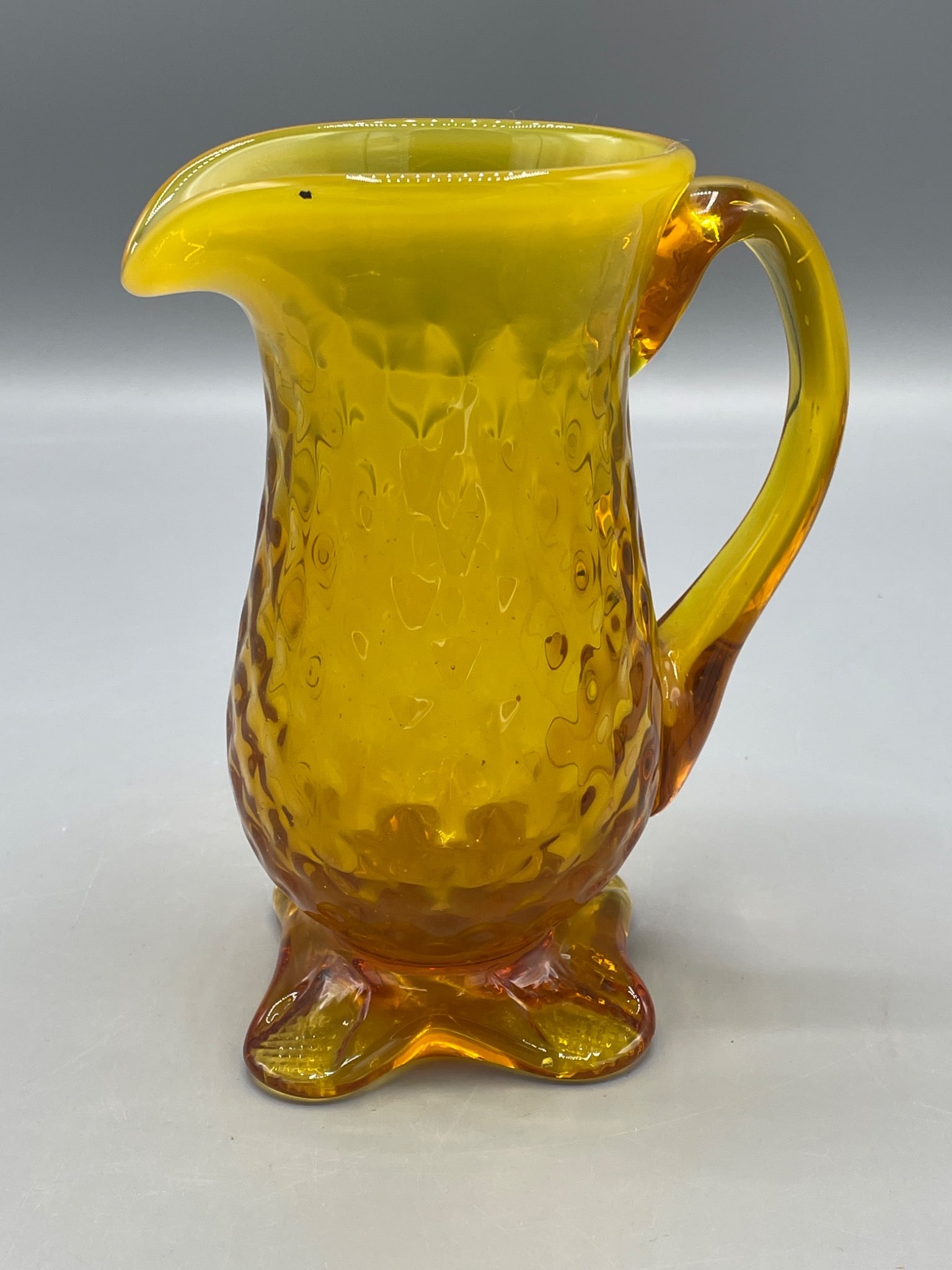 Amberina Glass Pitcher With Textured Design and Footed Base (1 of 5)