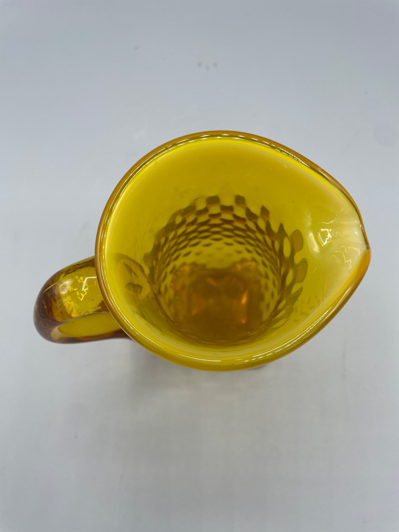 Amberina Glass Pitcher With Textured Design and Footed Base - 3