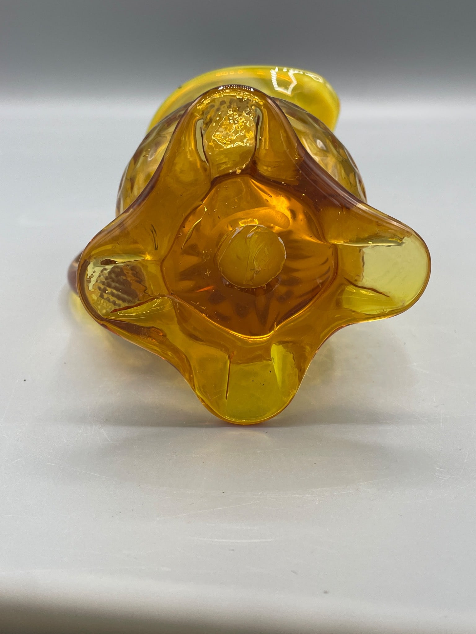 Amberina Glass Pitcher With Textured Design and Footed Base - 4