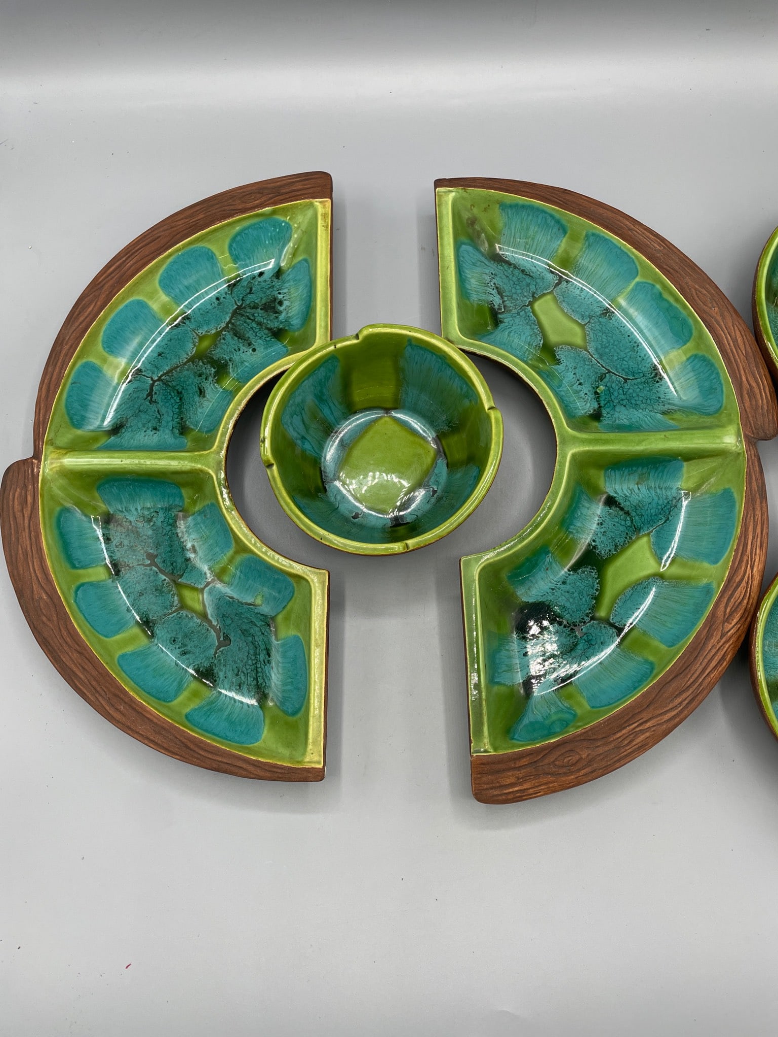 5-Piece Ceramic and Wood Lazy Susan Set by Goya, USA - 3
