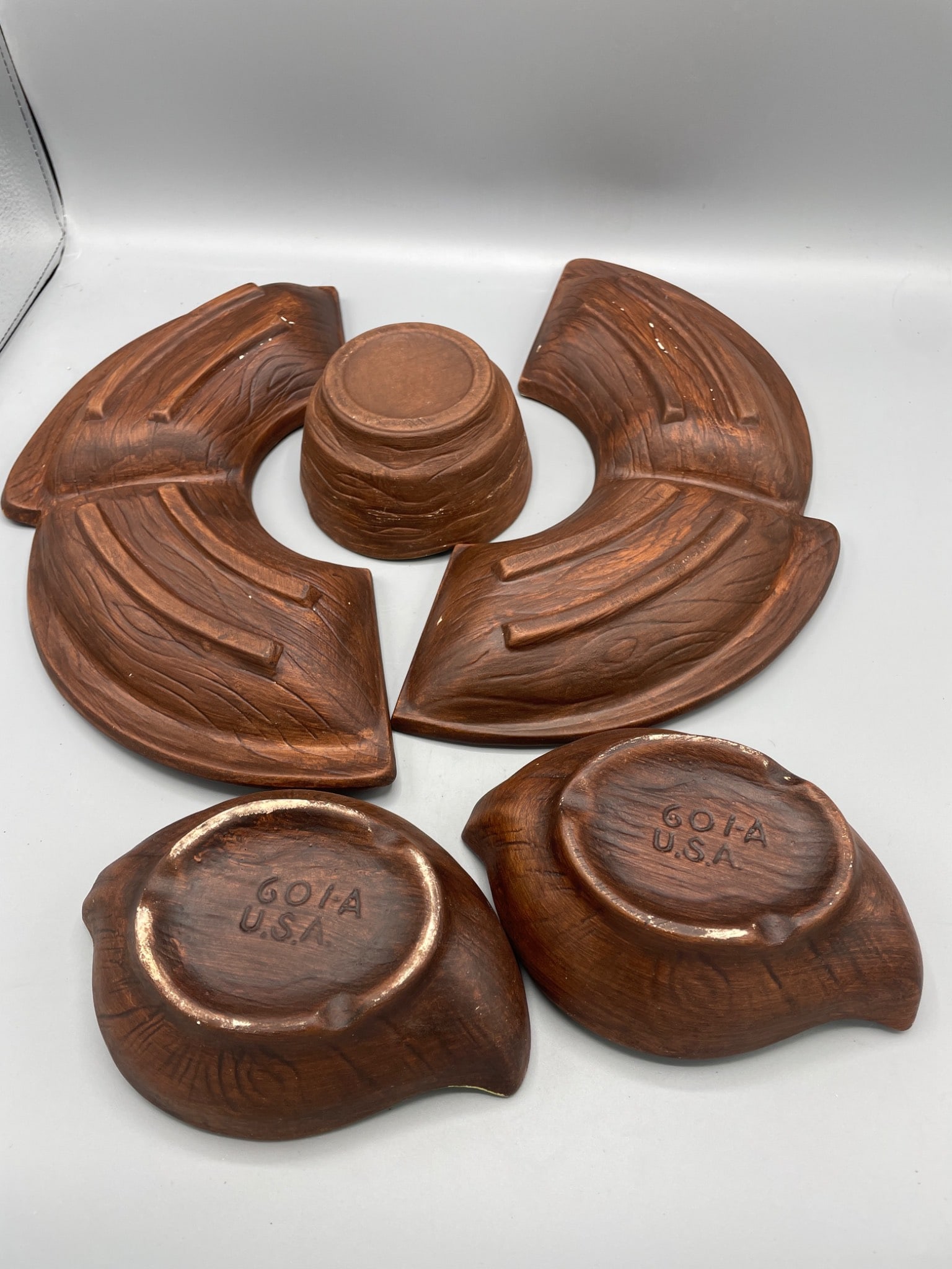 5-Piece Ceramic and Wood Lazy Susan Set by Goya, USA - 6