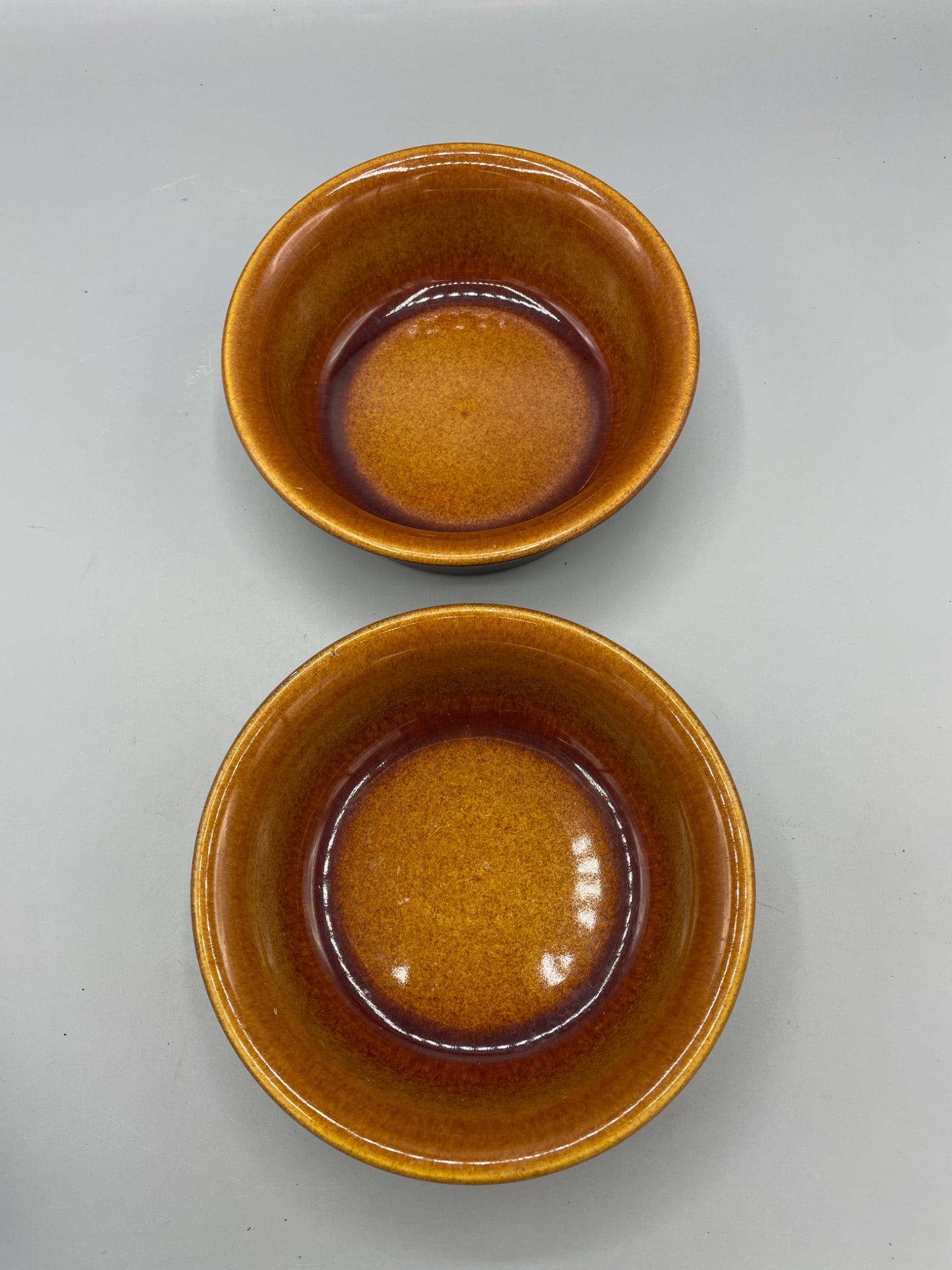 Two Octagon USA Ceramic Bowls With Amber Glaze - 2