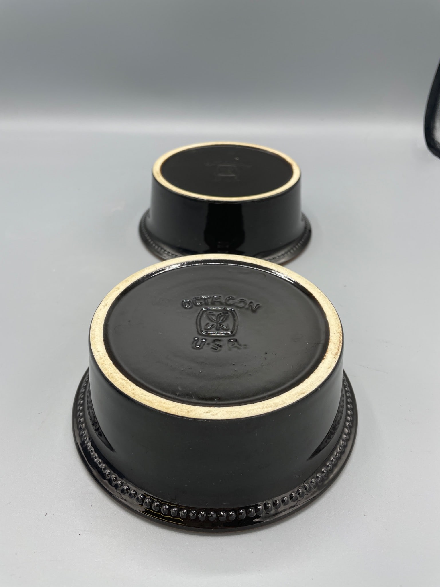 Two Octagon USA Ceramic Bowls With Amber Glaze - 3