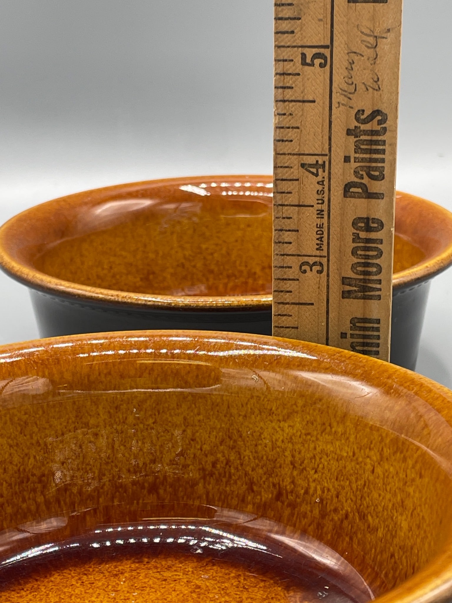Two Octagon USA Ceramic Bowls With Amber Glaze - 5