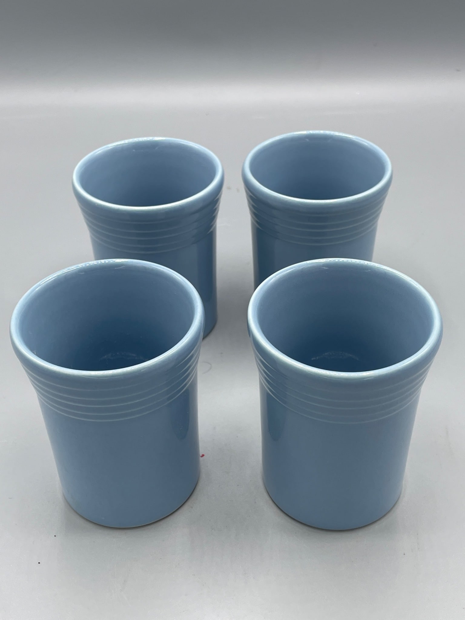 Four Blue Ceramic Cups with Ribbed Design (1 of 4)