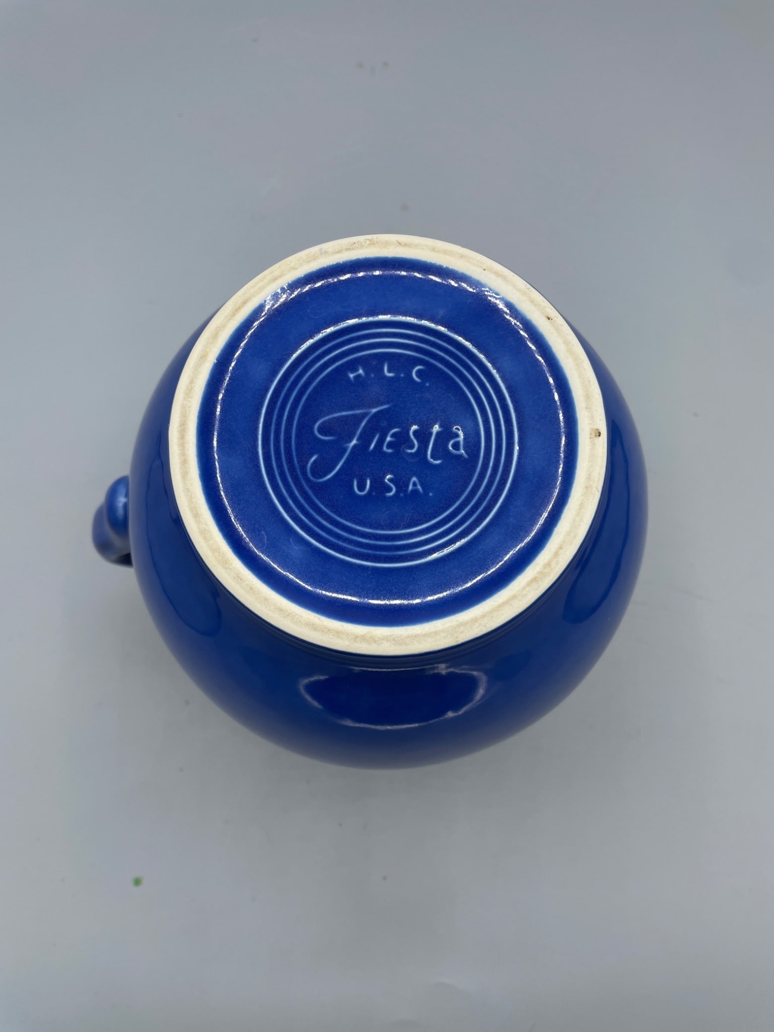 HLC Fiesta Blue Ceramic Pitcher with Embossed Marking - 4