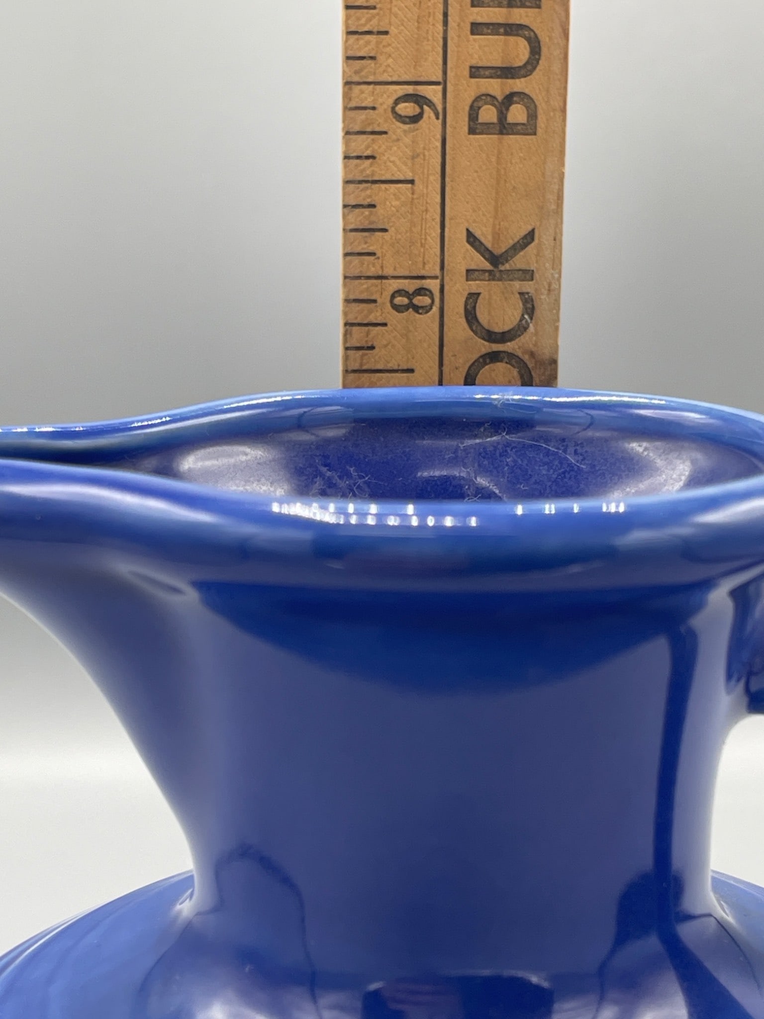 HLC Fiesta Blue Ceramic Pitcher with Embossed Marking - 6