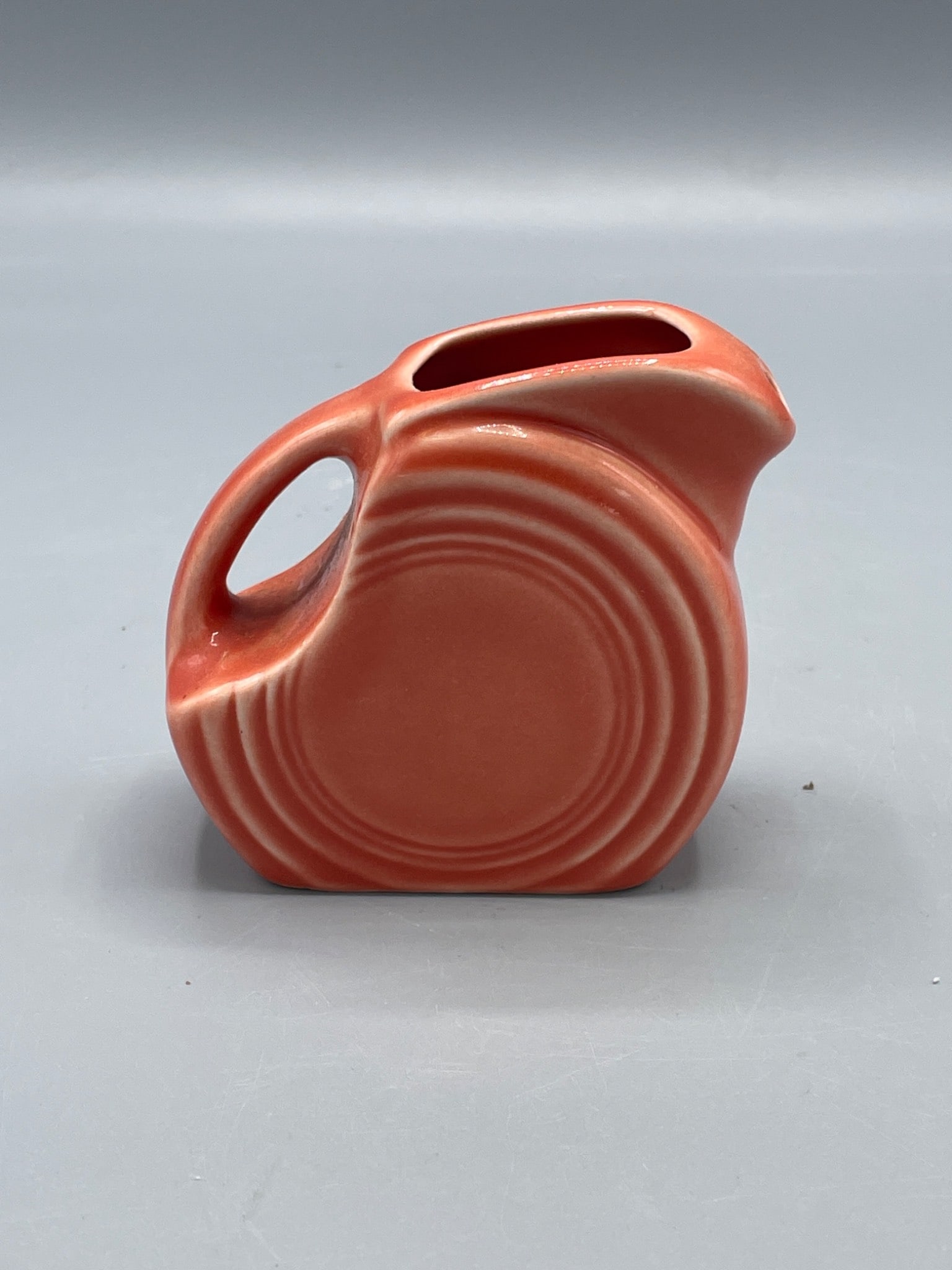 Fiesta Disk Water Pitcher in Red with Circular Pattern, Made by Homer Laughlin China Co. - 2