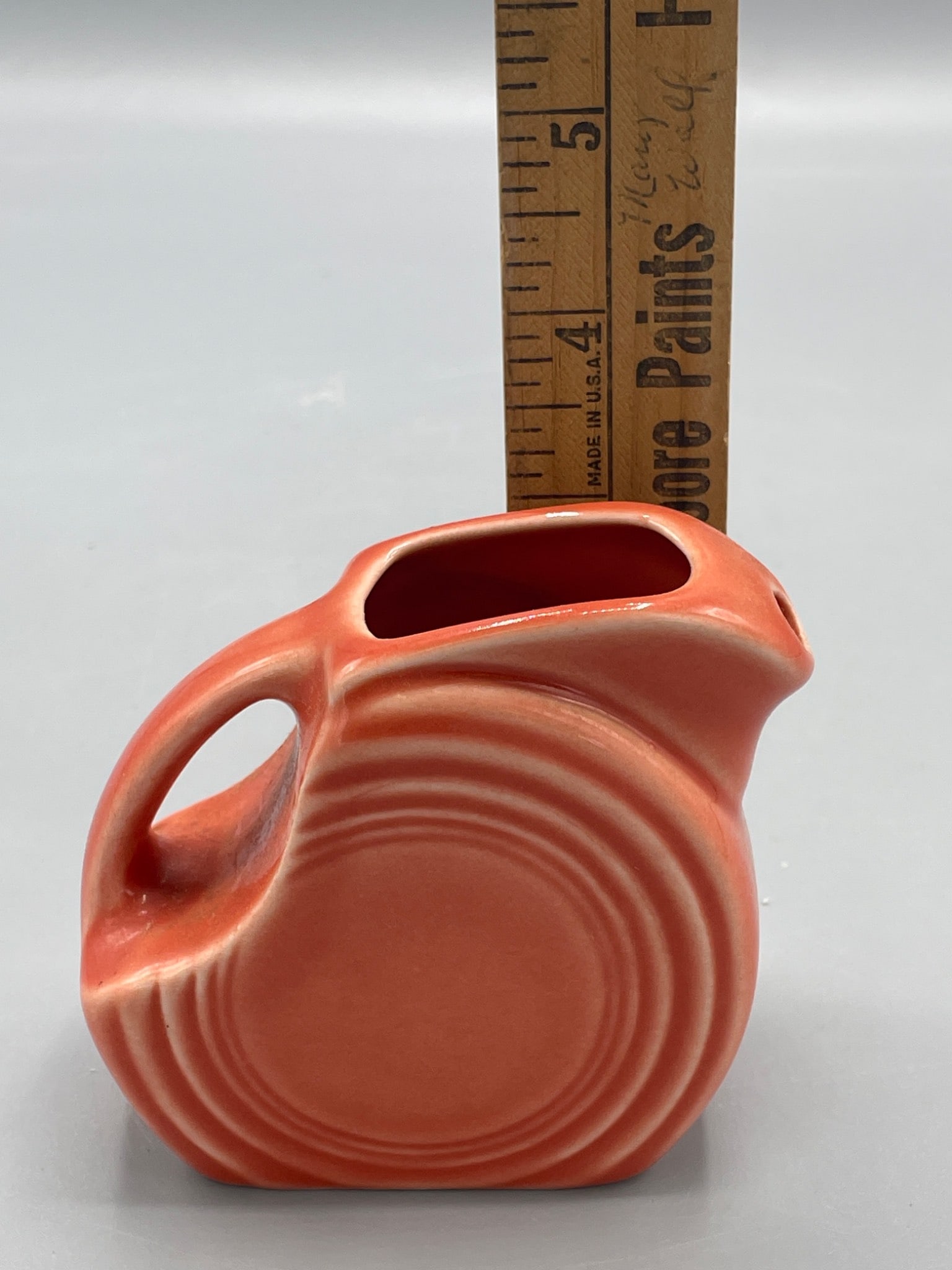 Fiesta Disk Water Pitcher in Red with Circular Pattern, Made by Homer Laughlin China Co. - 5