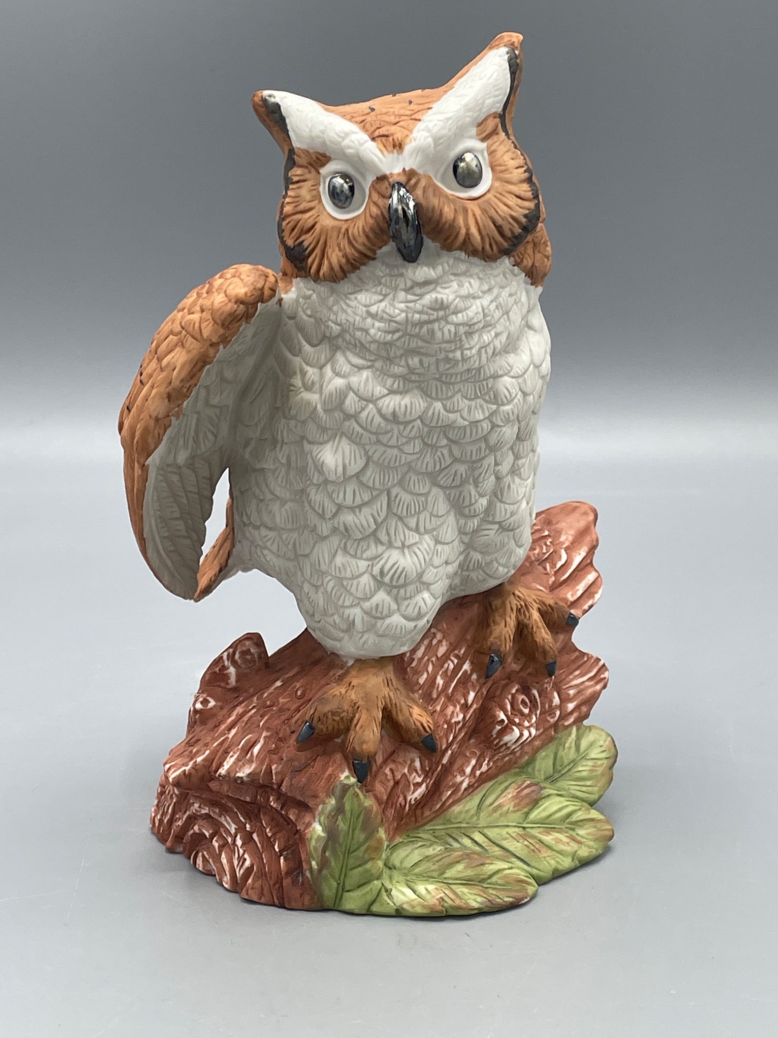 Porcelain Owl Figurine With Tree Stump Base, Approx. 8 Inches Tall (1 of 6)