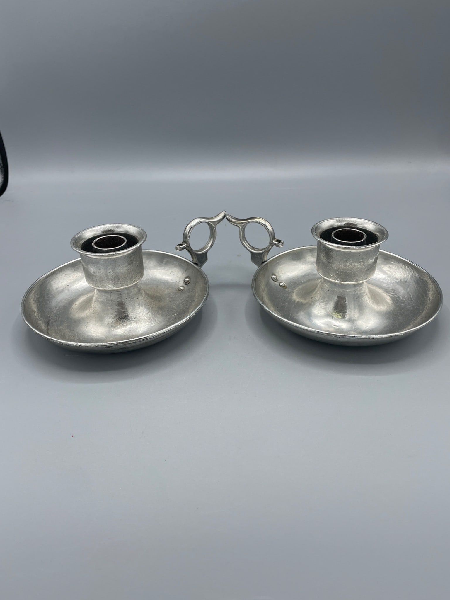 Metal Chamberstick Candle Holders with Engraved 'BK' Mark (1 of 8)