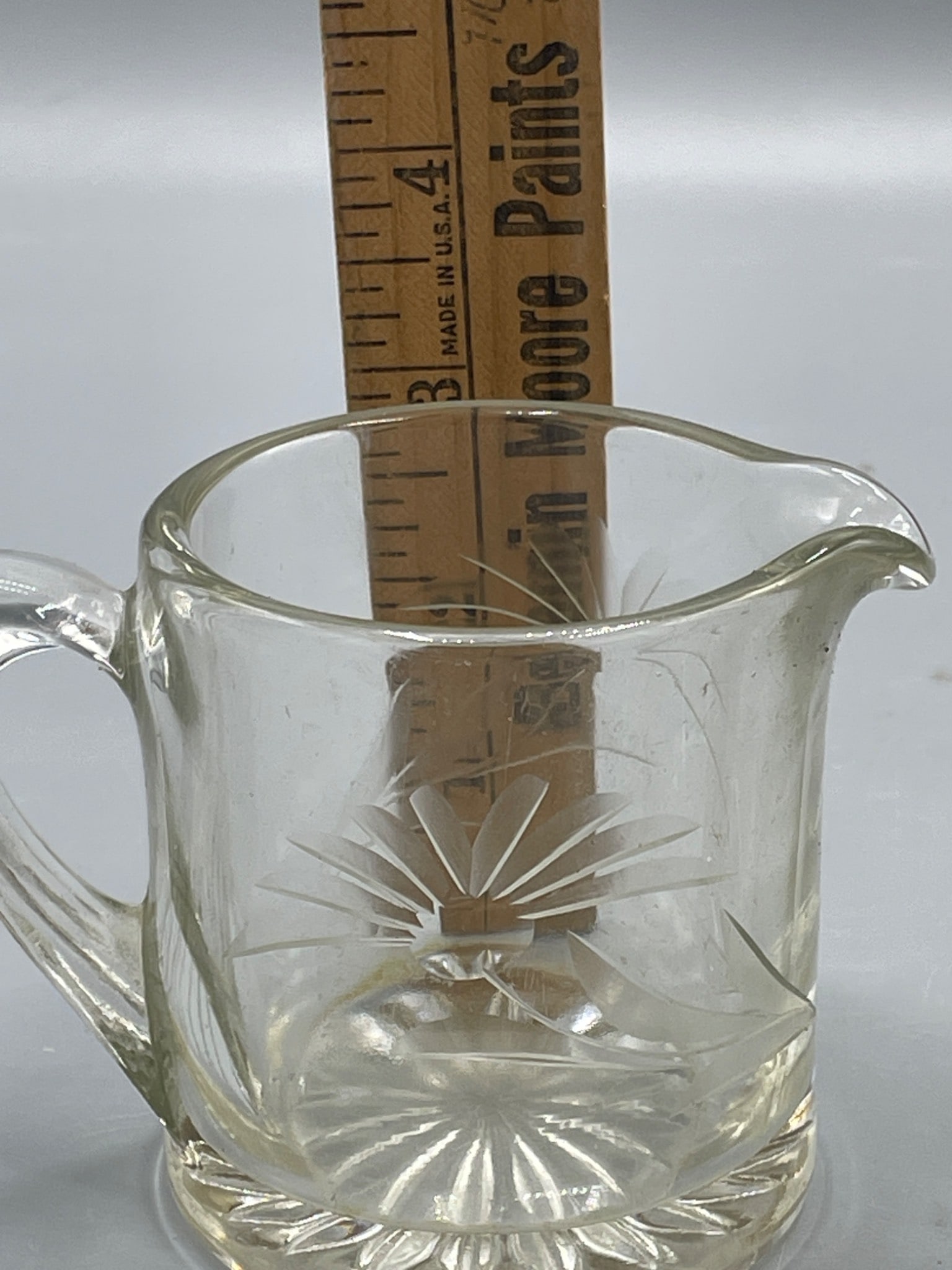 Clear Glass Creamer and Sugar Bowl Set With Etched Floral Design - 5
