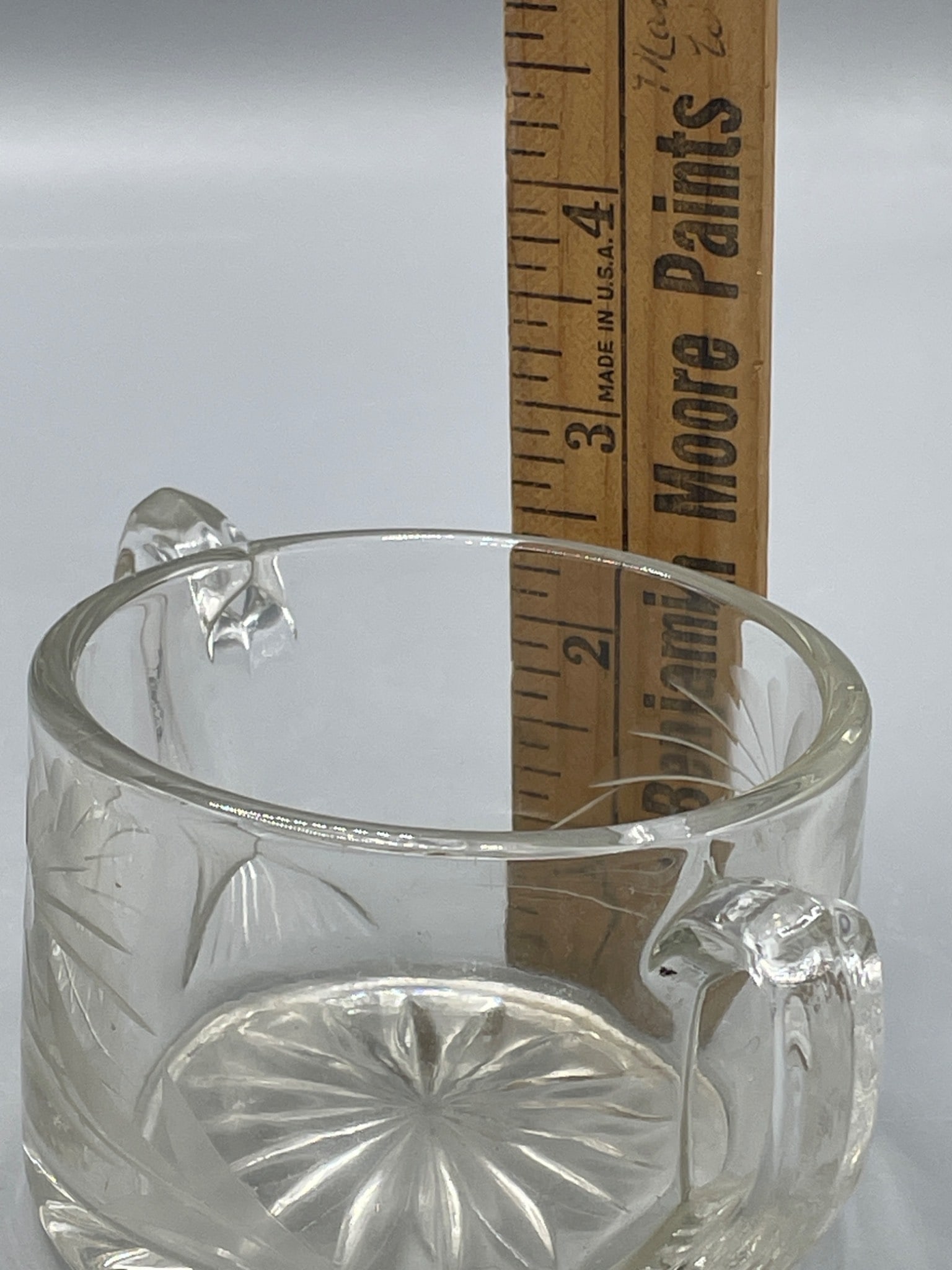 Clear Glass Creamer and Sugar Bowl Set With Etched Floral Design - 6