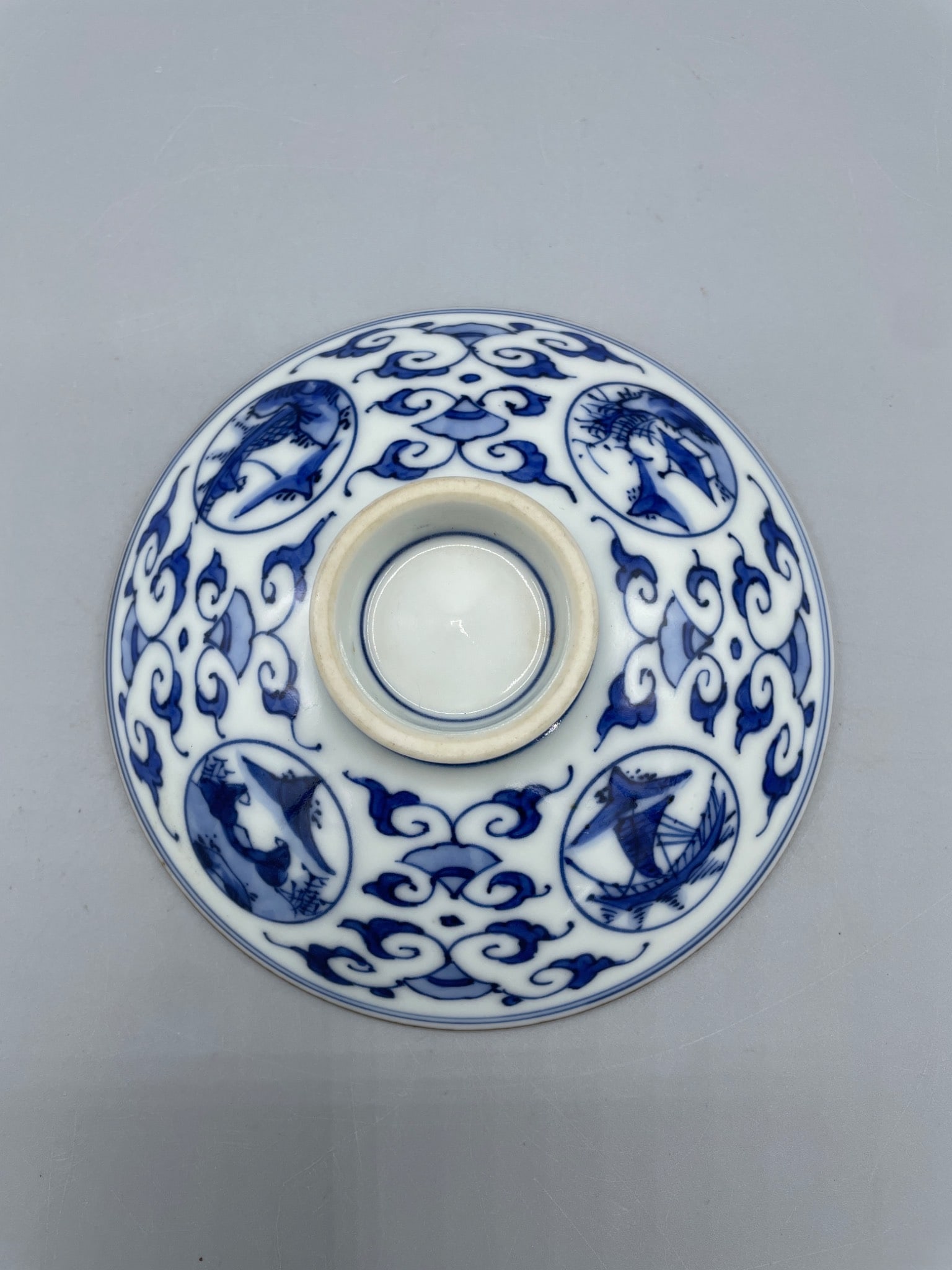 Porcelain Bowl with Blue and White Underglaze Designs - 2