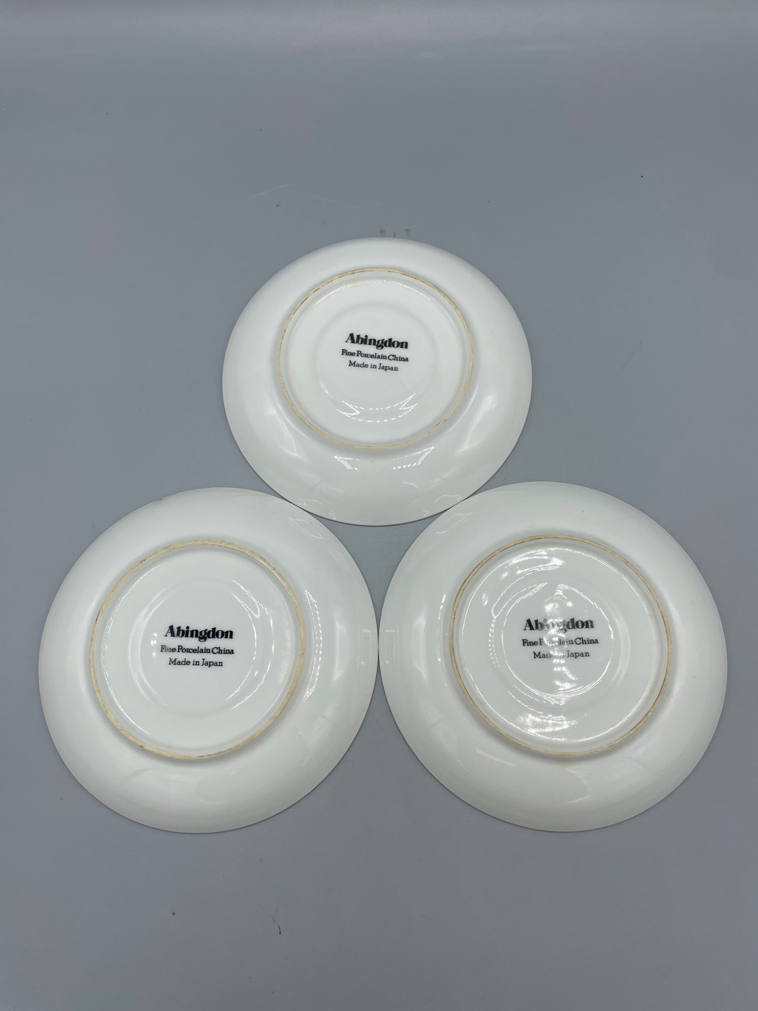 Three Abingdon Fine Porcelain China Saucers, Made in Japan - 3