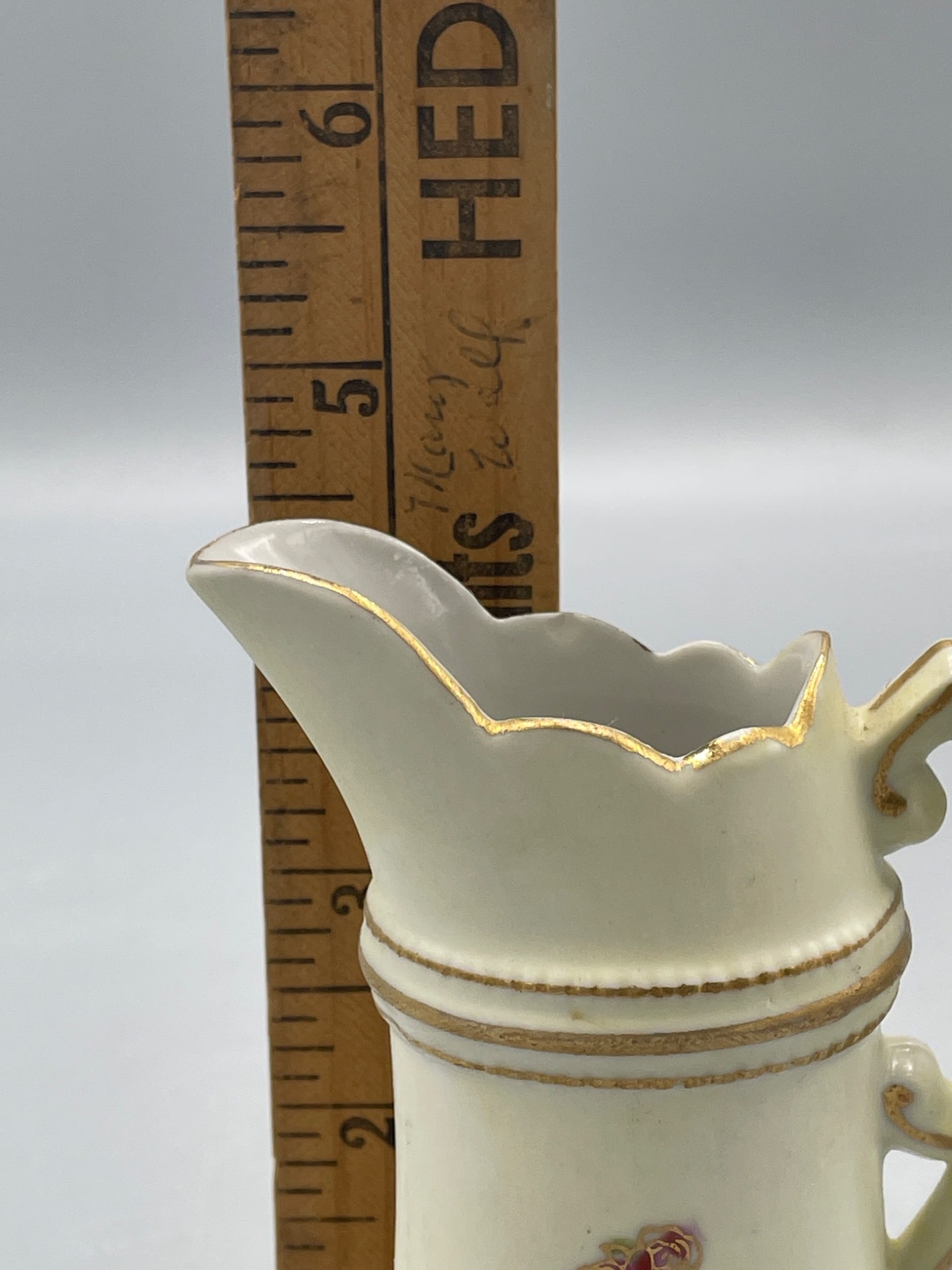 Meissen Porcelain Creamer/Pitcher, Model 6871 R, Scalloped Edge, Floral Design - 6