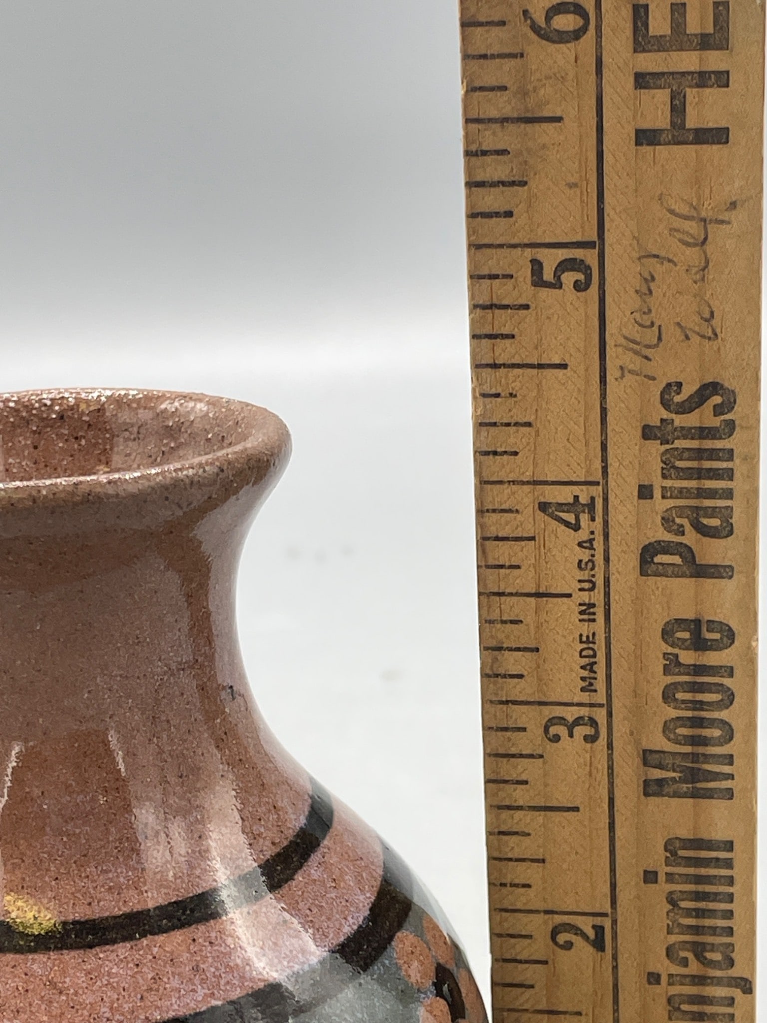 Art Pottery Vase with Hand-Painted Floral Design, 5 Inch Height - 6