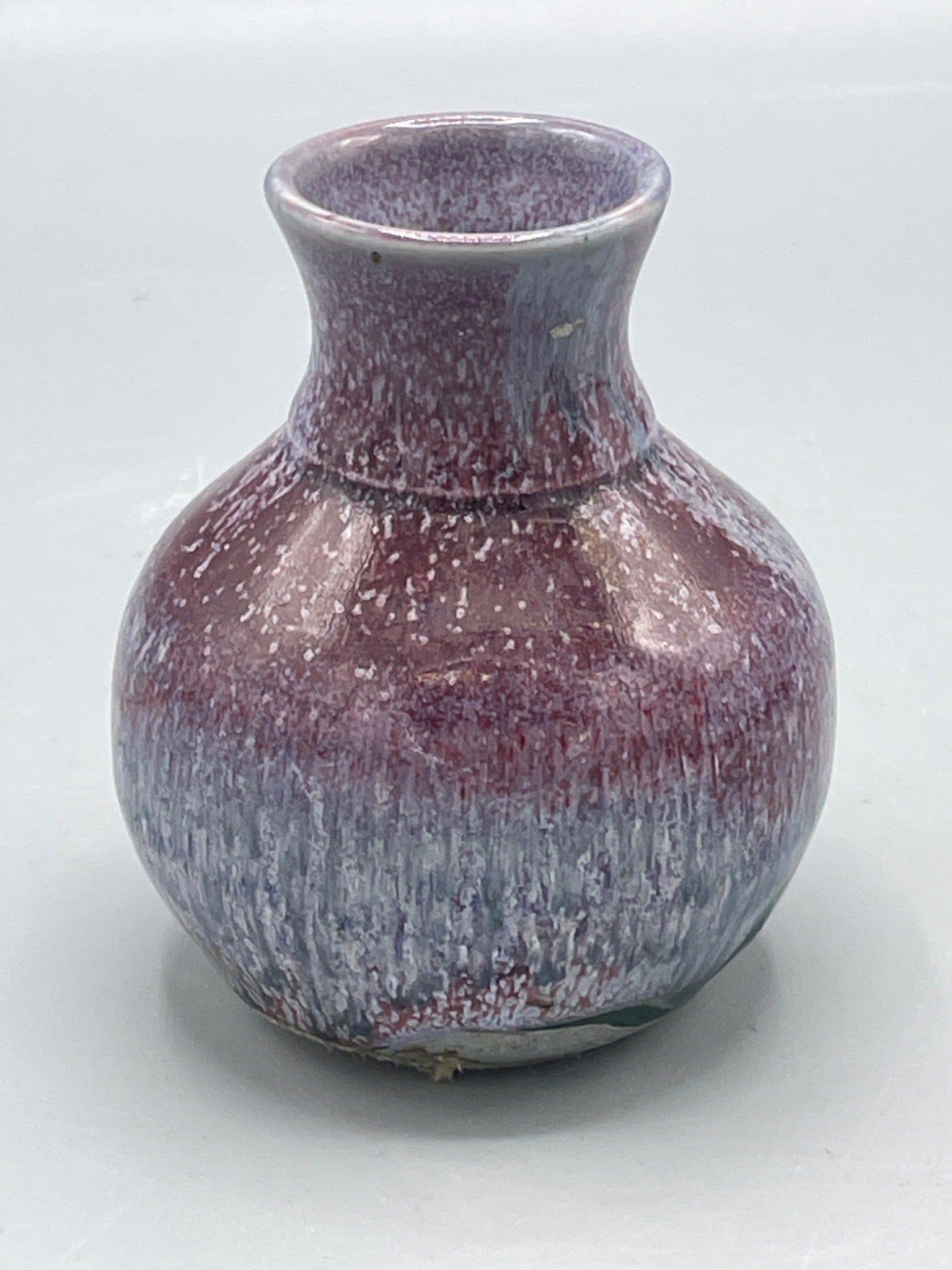 Small Ceramic Vase with Red and Purple Glaze Finish (1 of 5)