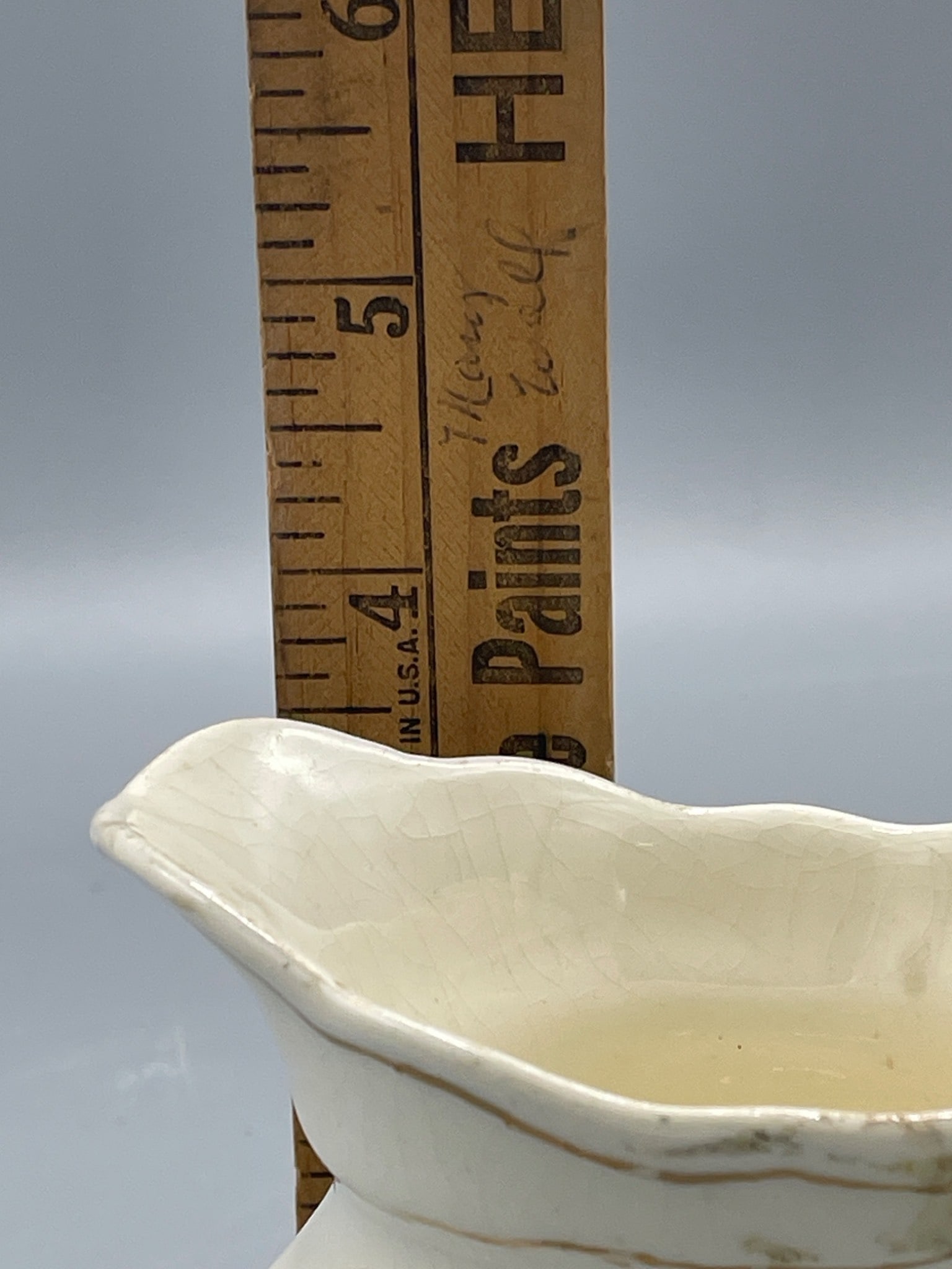 Cream-Colored Ceramic Pitcher with 'Hauso 1956' Inscription - 6
