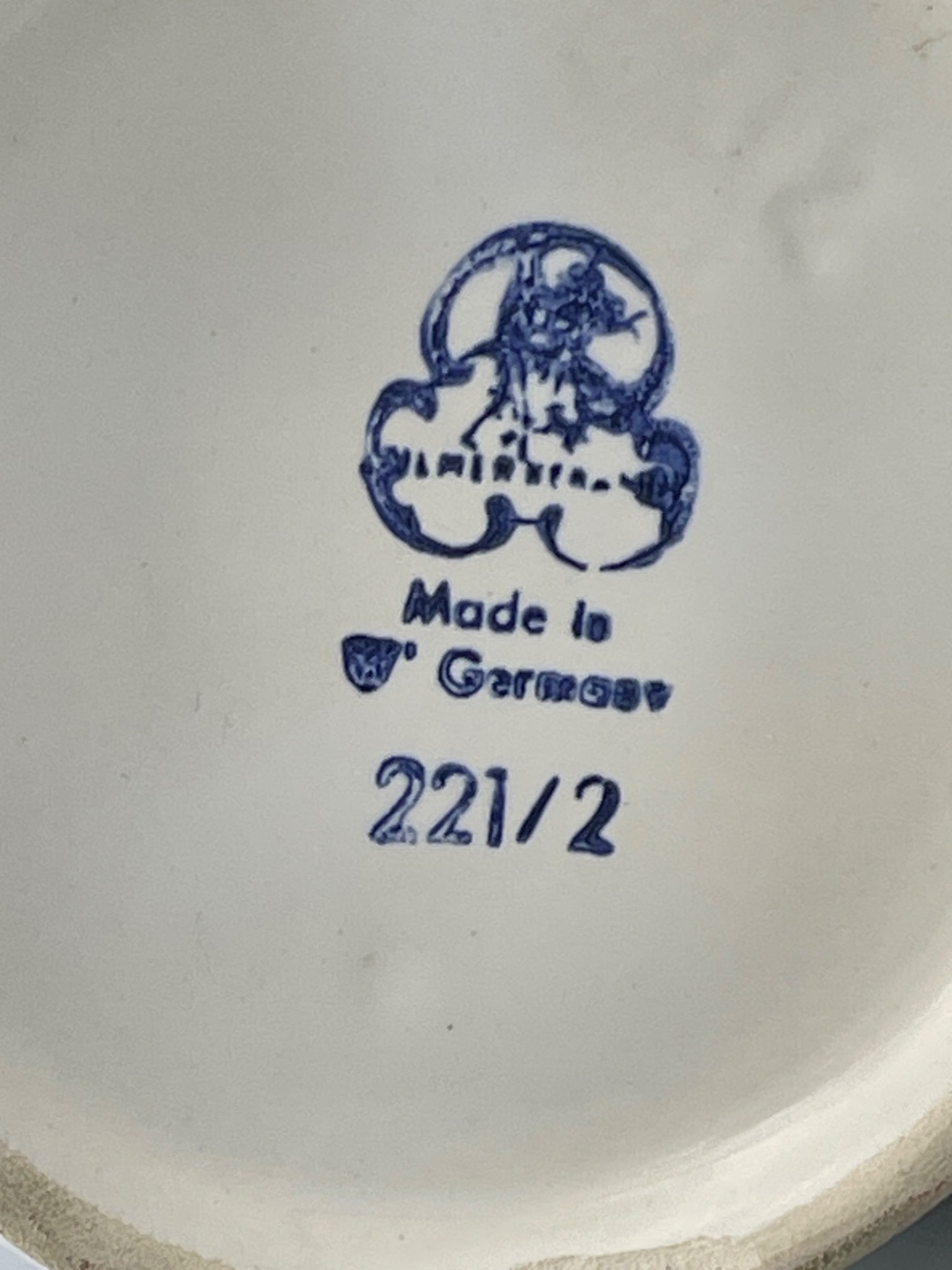 West German Ceramic Ewer with Green Floral Design, stamped 221/2 - 5